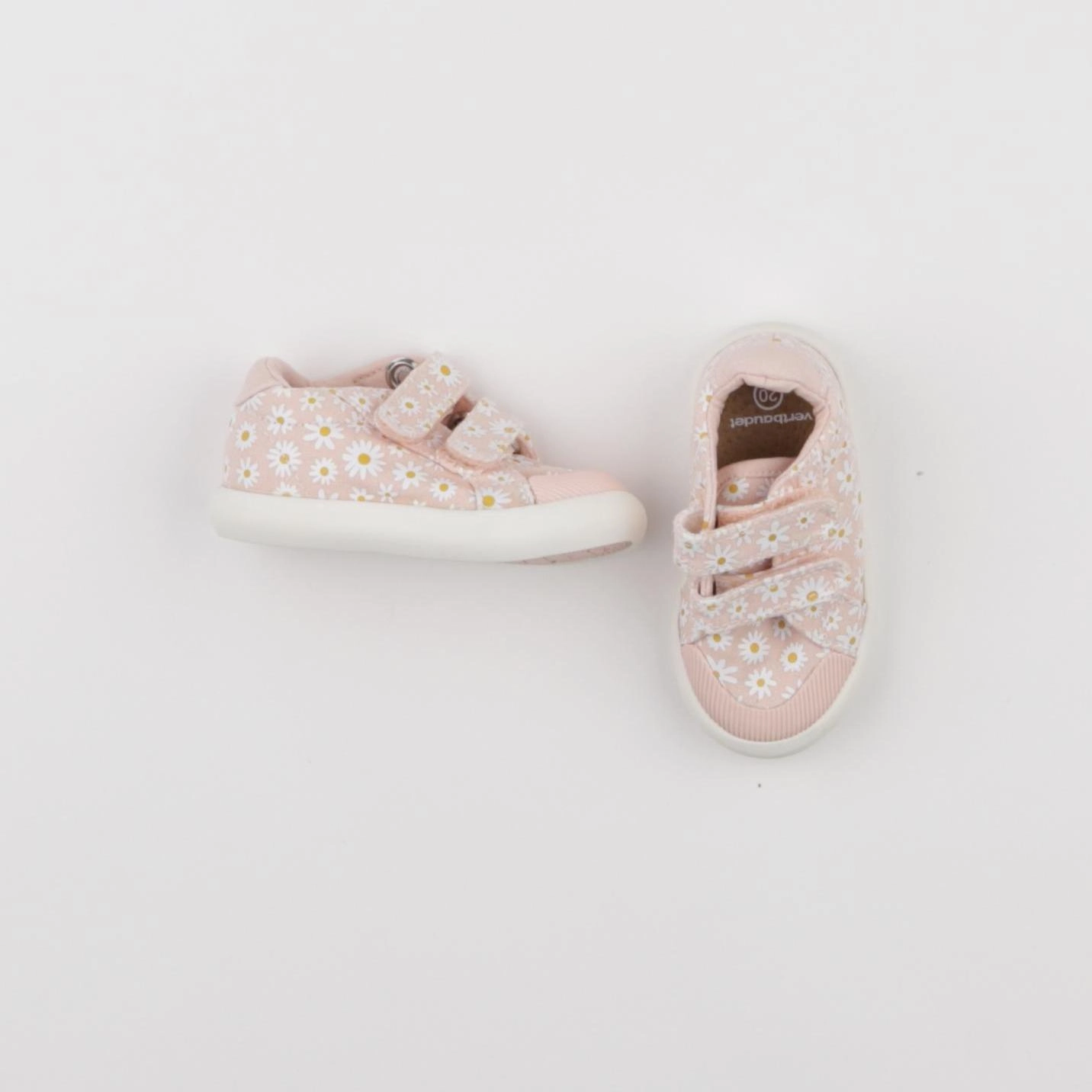 Vertbaudet - tennis à scratch/ lacets rose - pointure 20