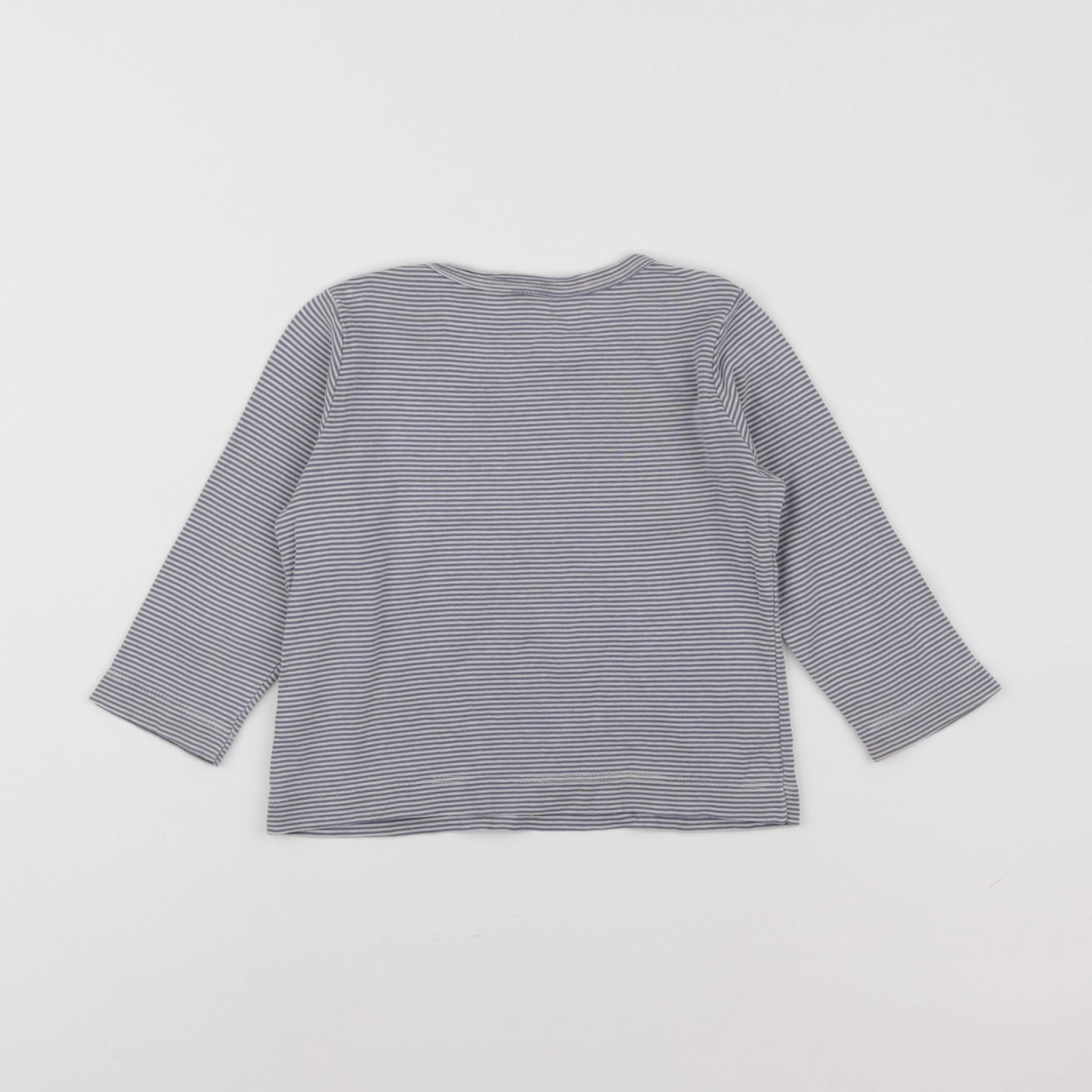 Petit Bateau - maillot de corps blanc, bleu - 2 ans