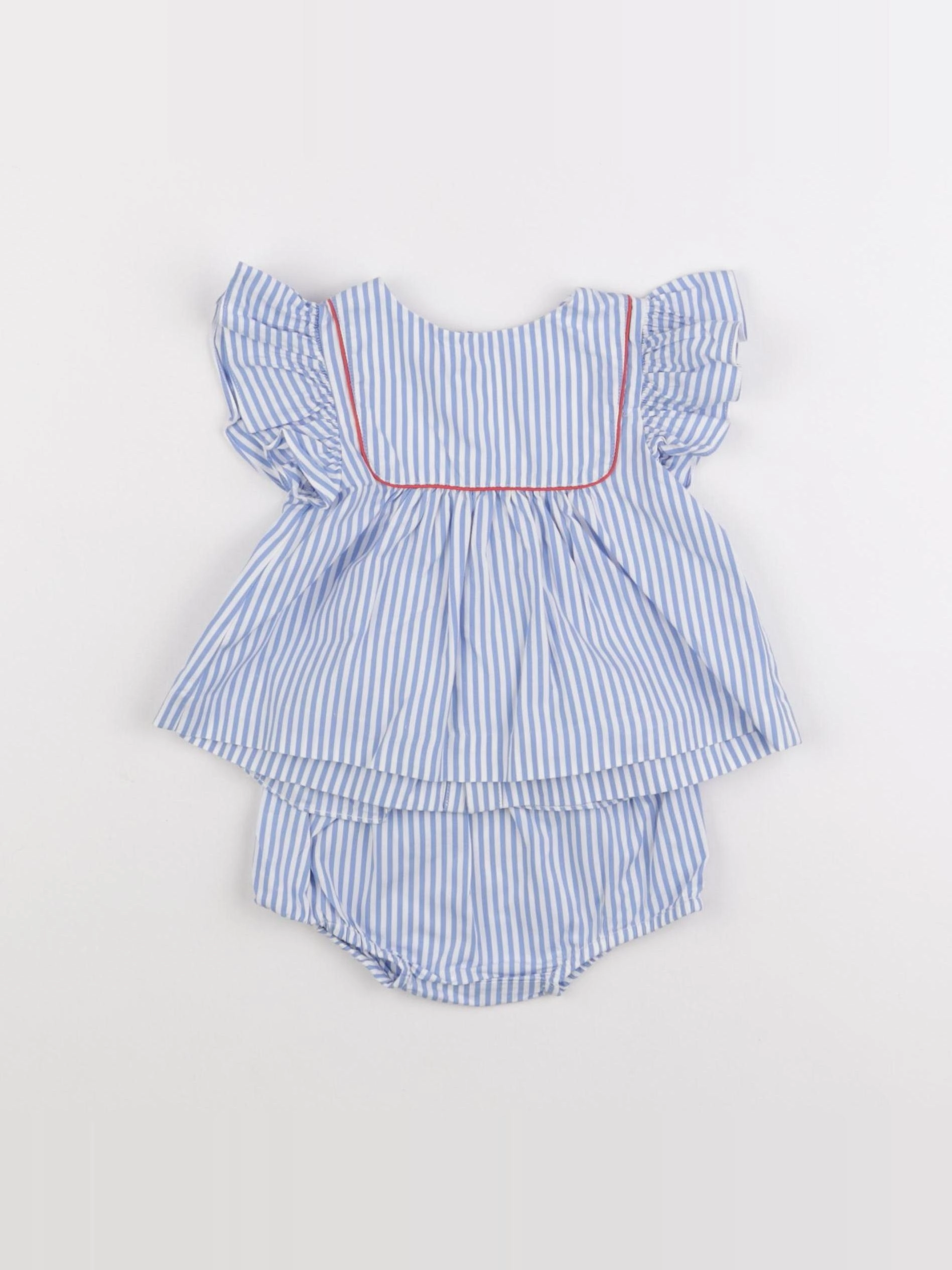 Jacadi - ensemble blanc, bleu - 6 mois
