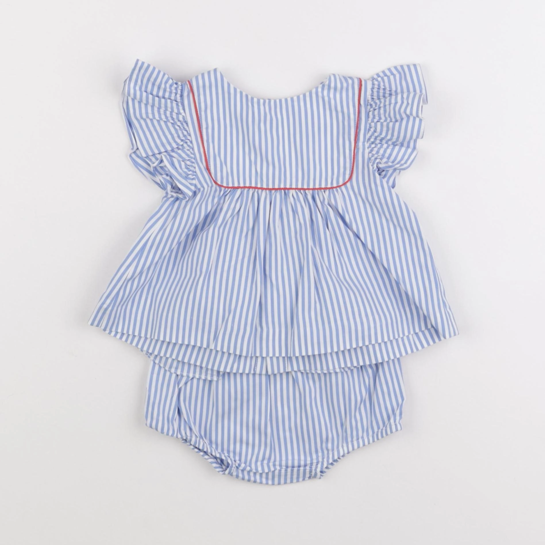Jacadi - ensemble blanc, bleu - 6 mois