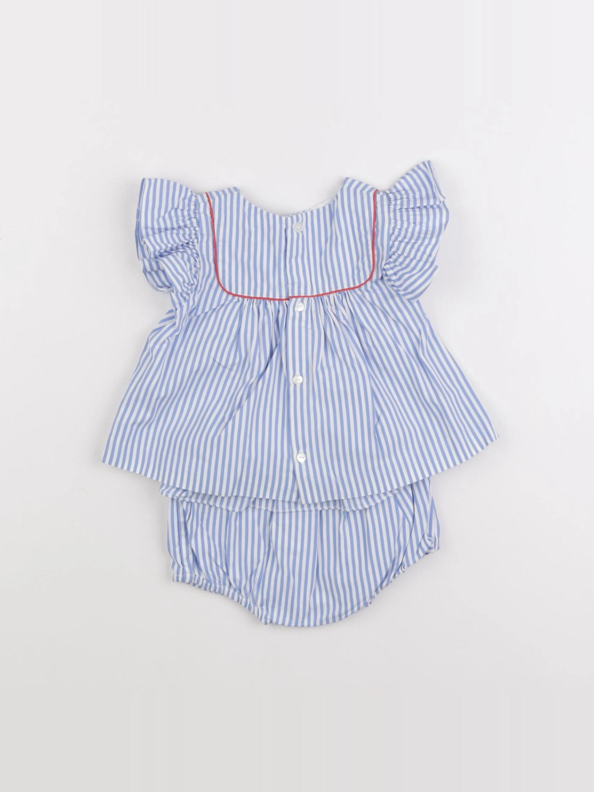 Jacadi - ensemble blanc, bleu - 6 mois