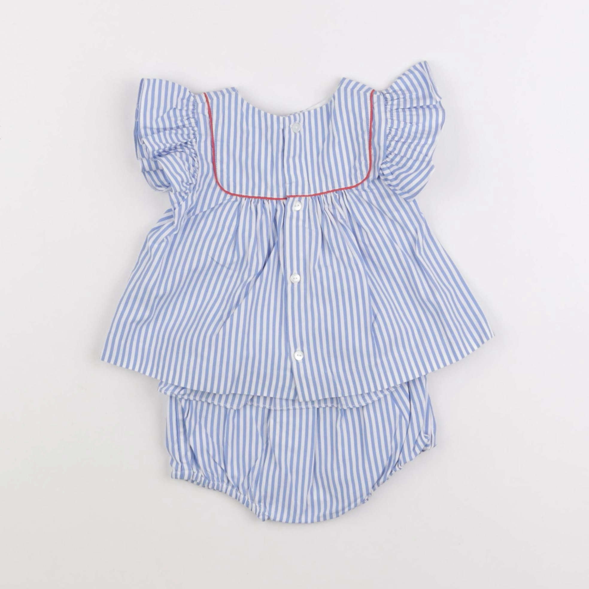 Jacadi - ensemble blanc, bleu - 6 mois