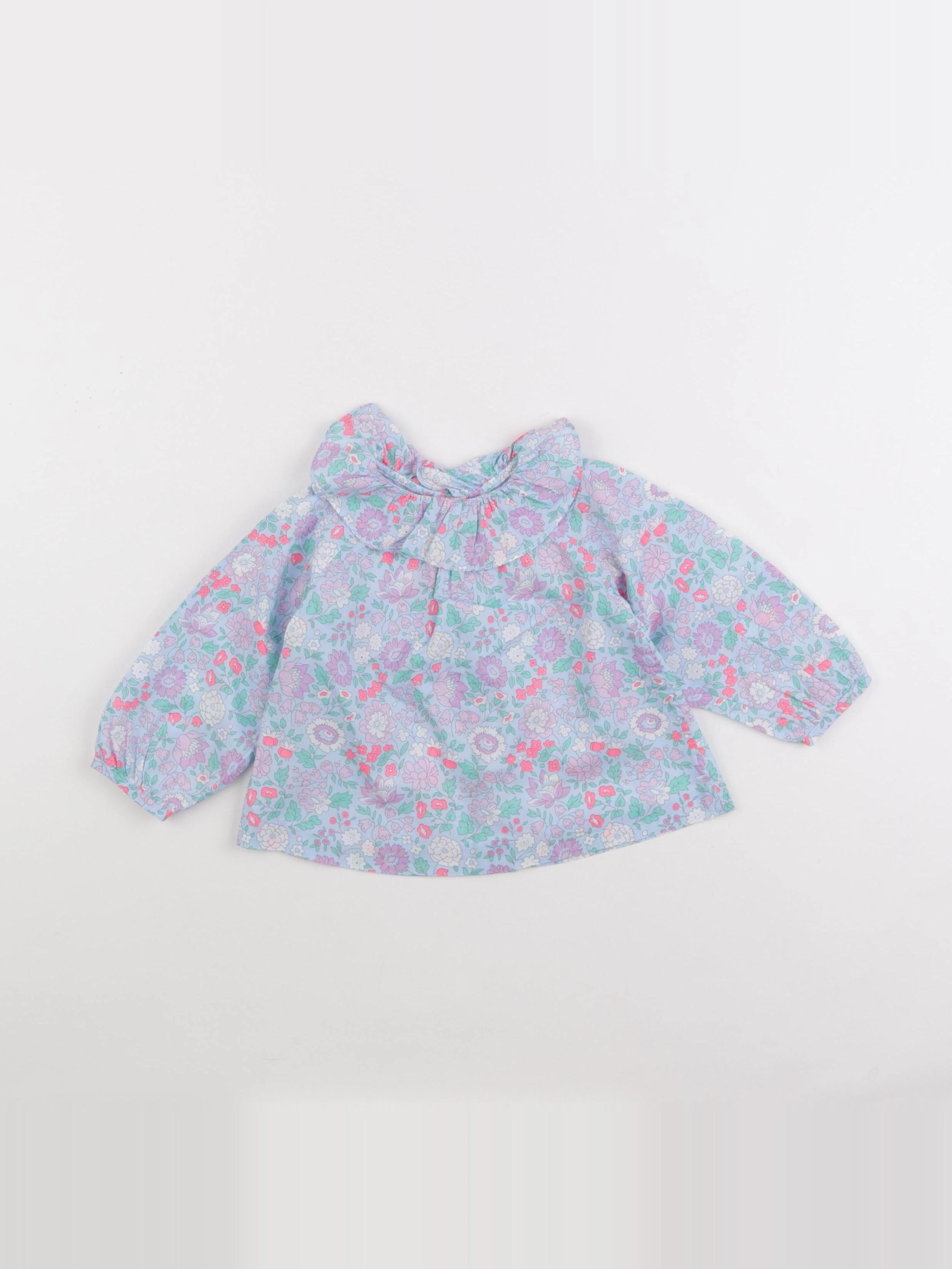 Jacadi - blouse liberty bleu, rose - 12 mois