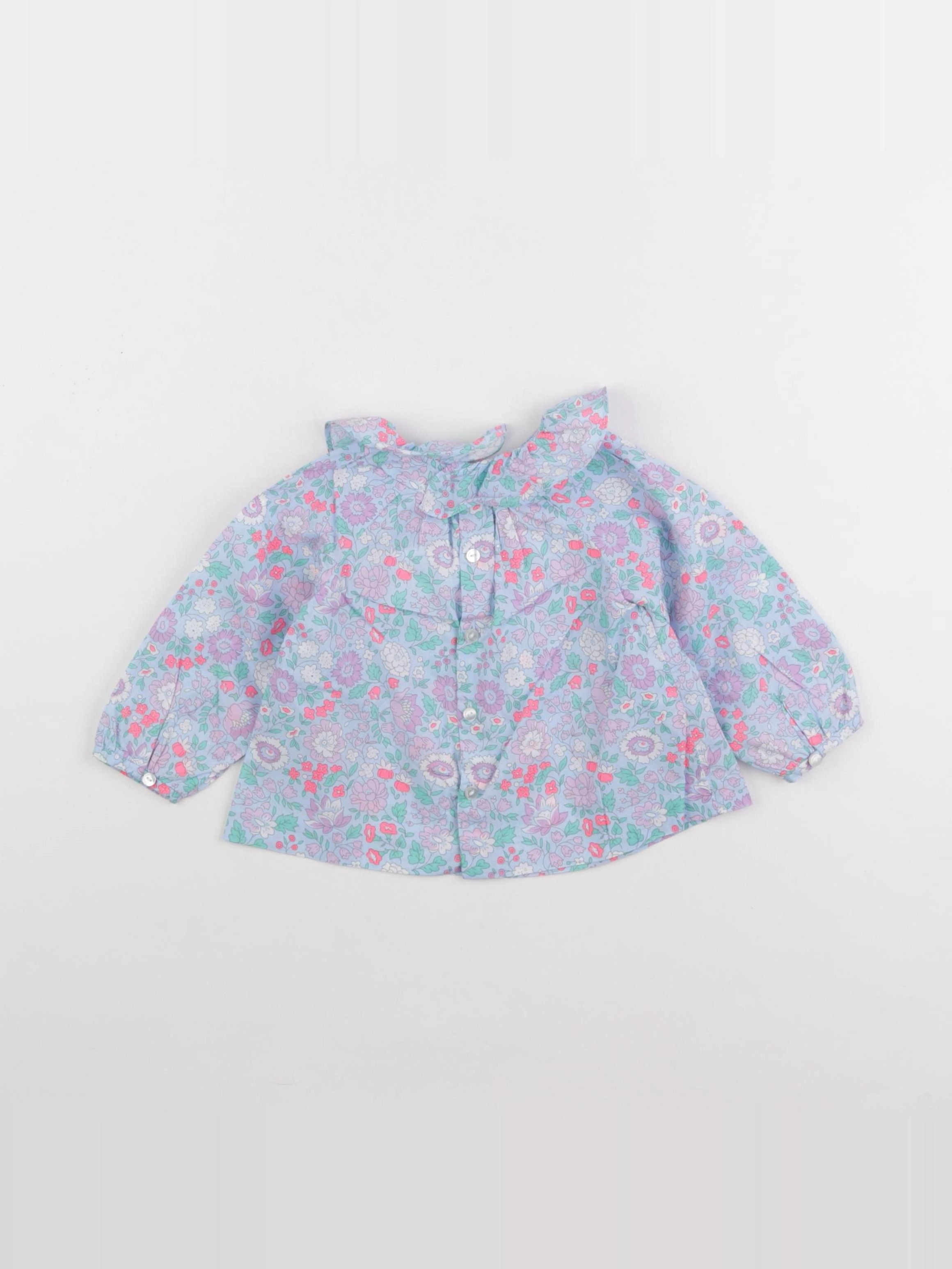 Jacadi - blouse liberty bleu, rose - 12 mois