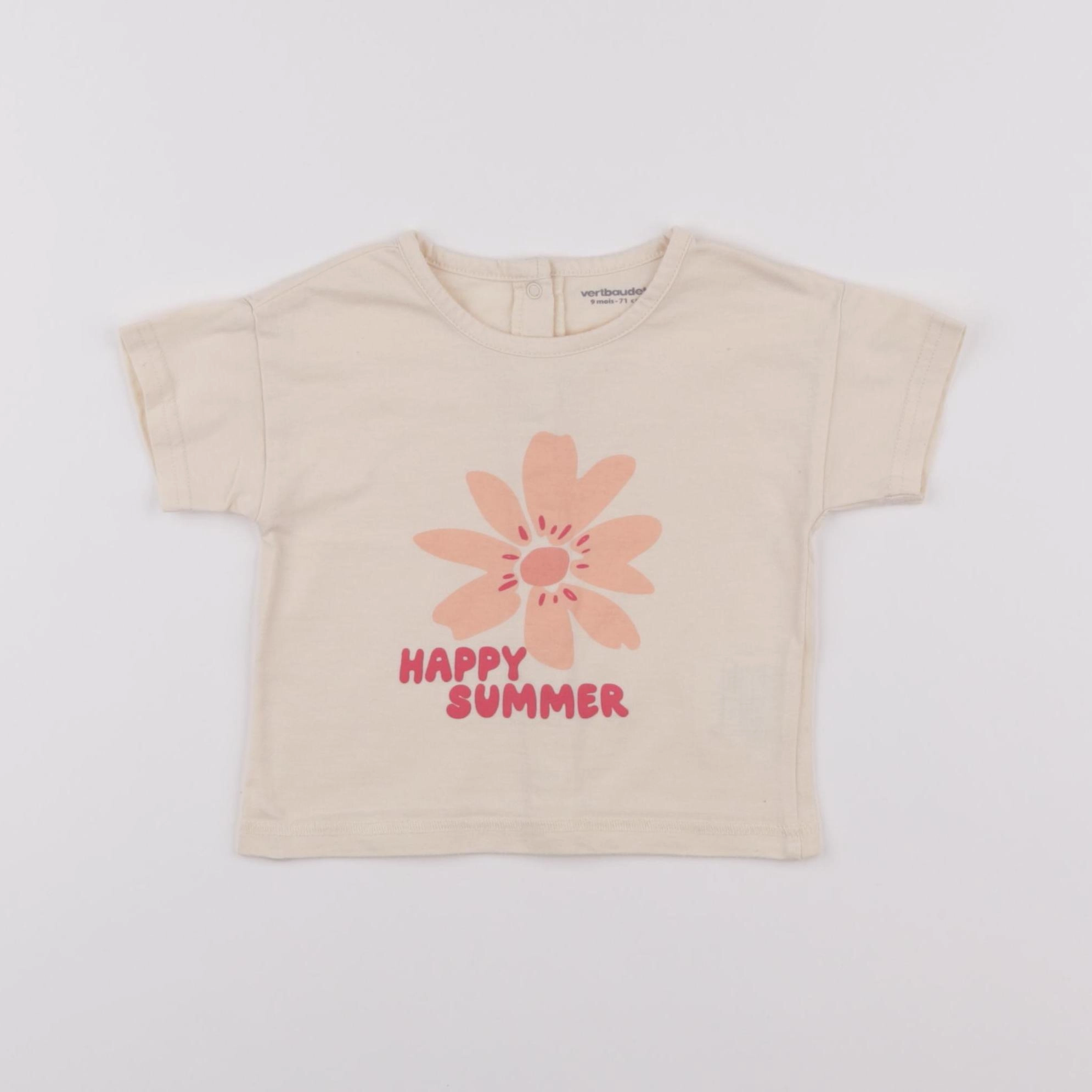 Vertbaudet - tee-shirt beige - 9 mois