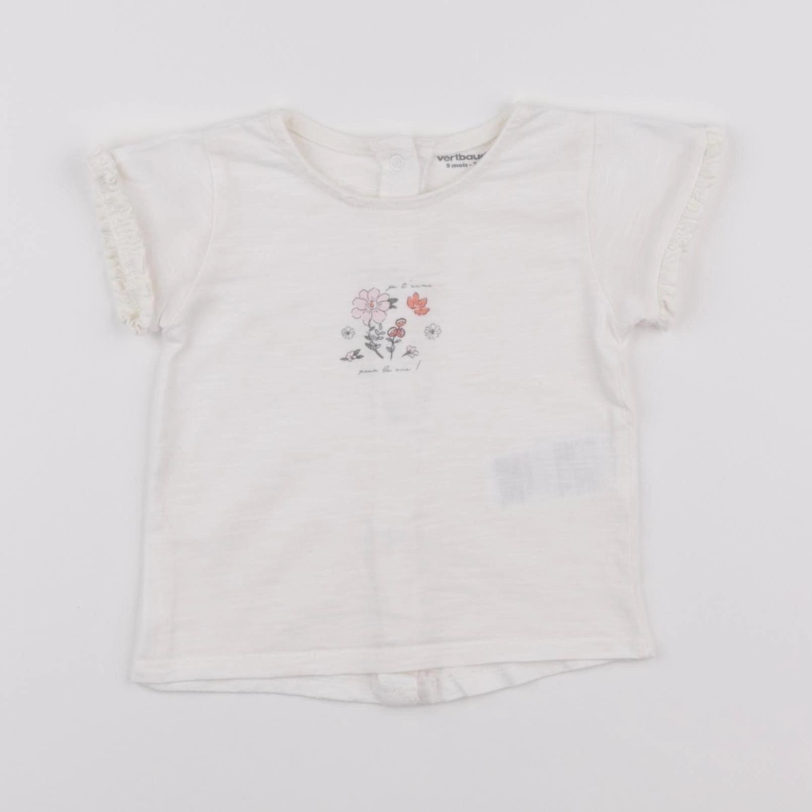 Vertbaudet - tee-shirt blanc - 9 mois