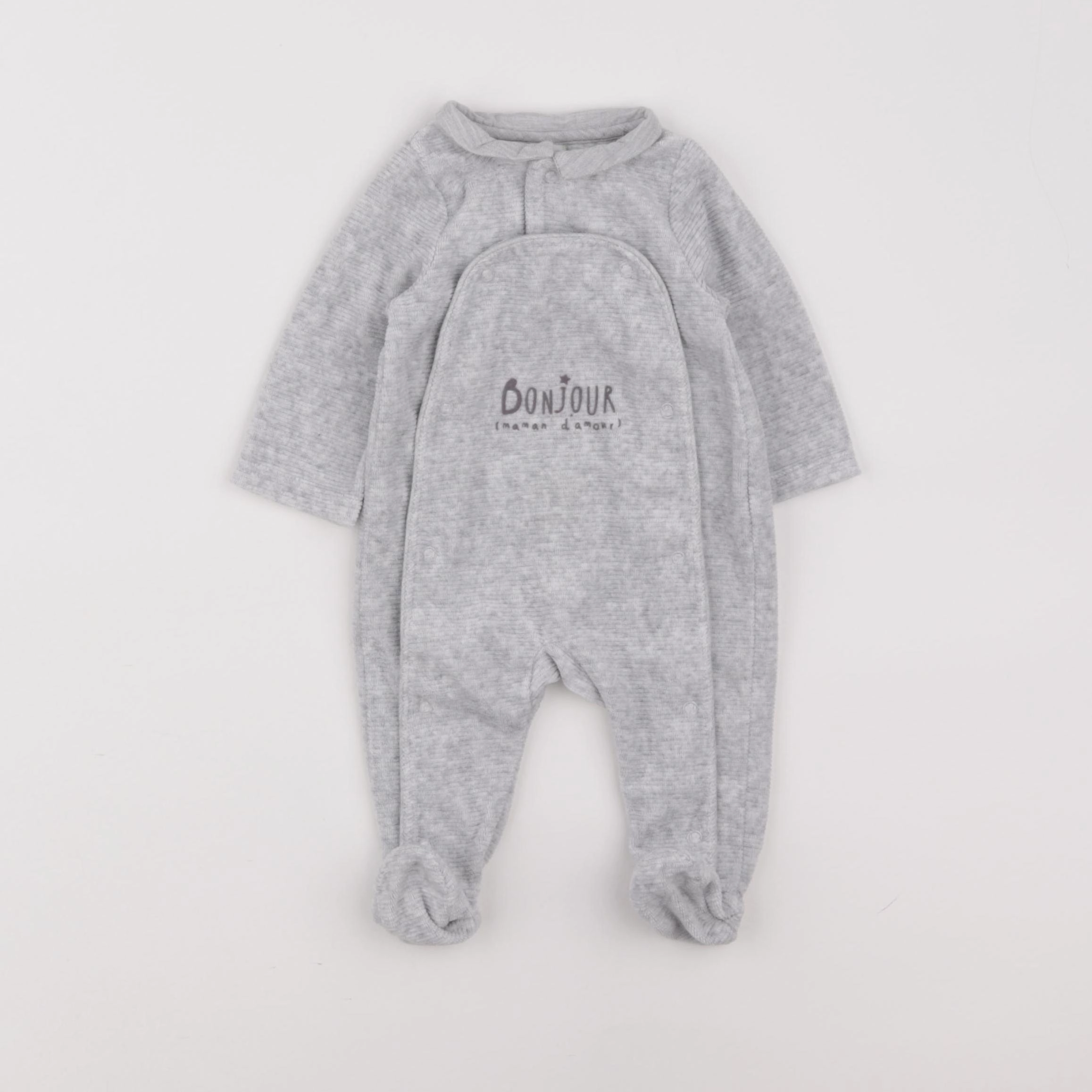 Tape à l'oeil - pyjama velours gris - 3 mois