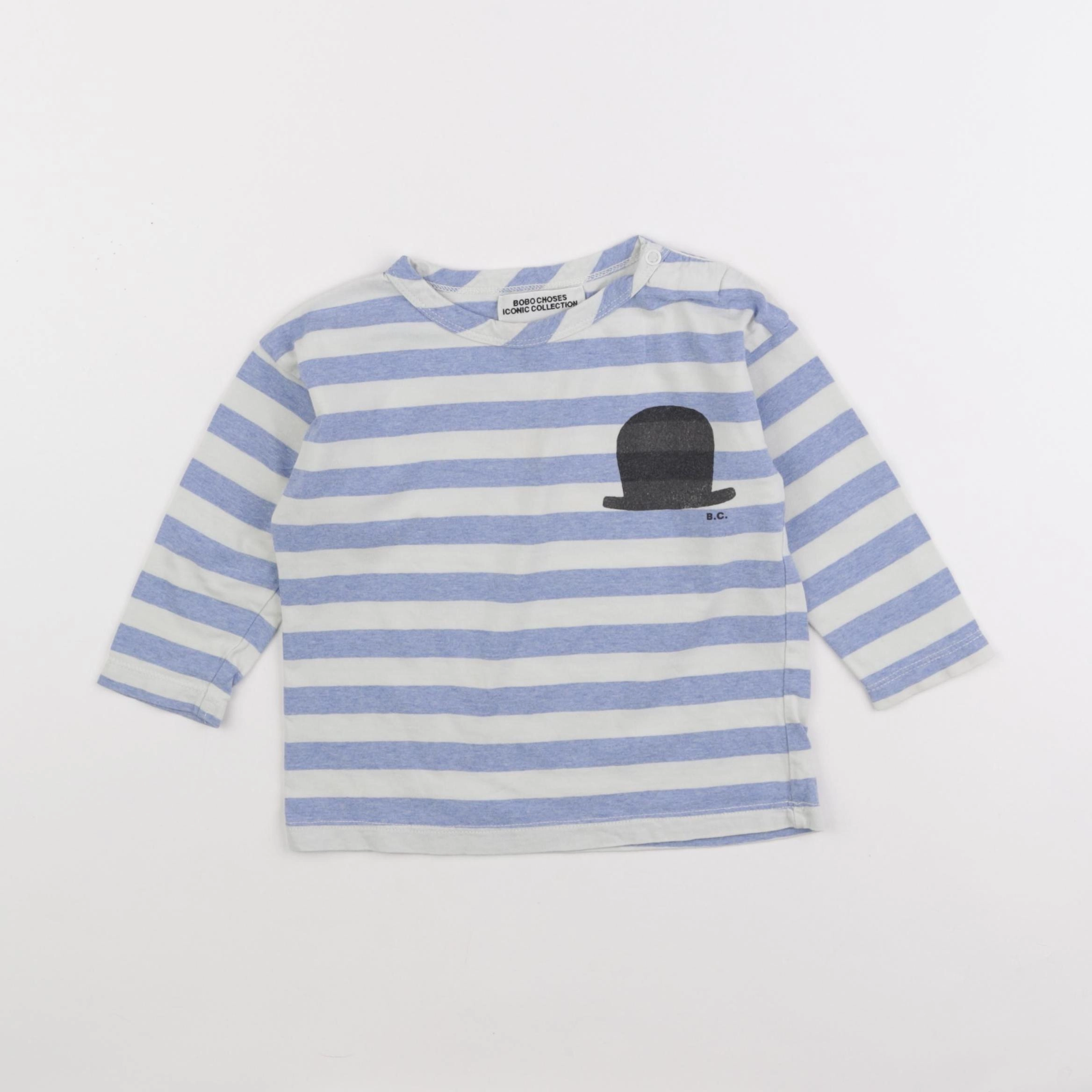 Bobo Choses - tee-shirt blanc, bleu - 12/18 mois