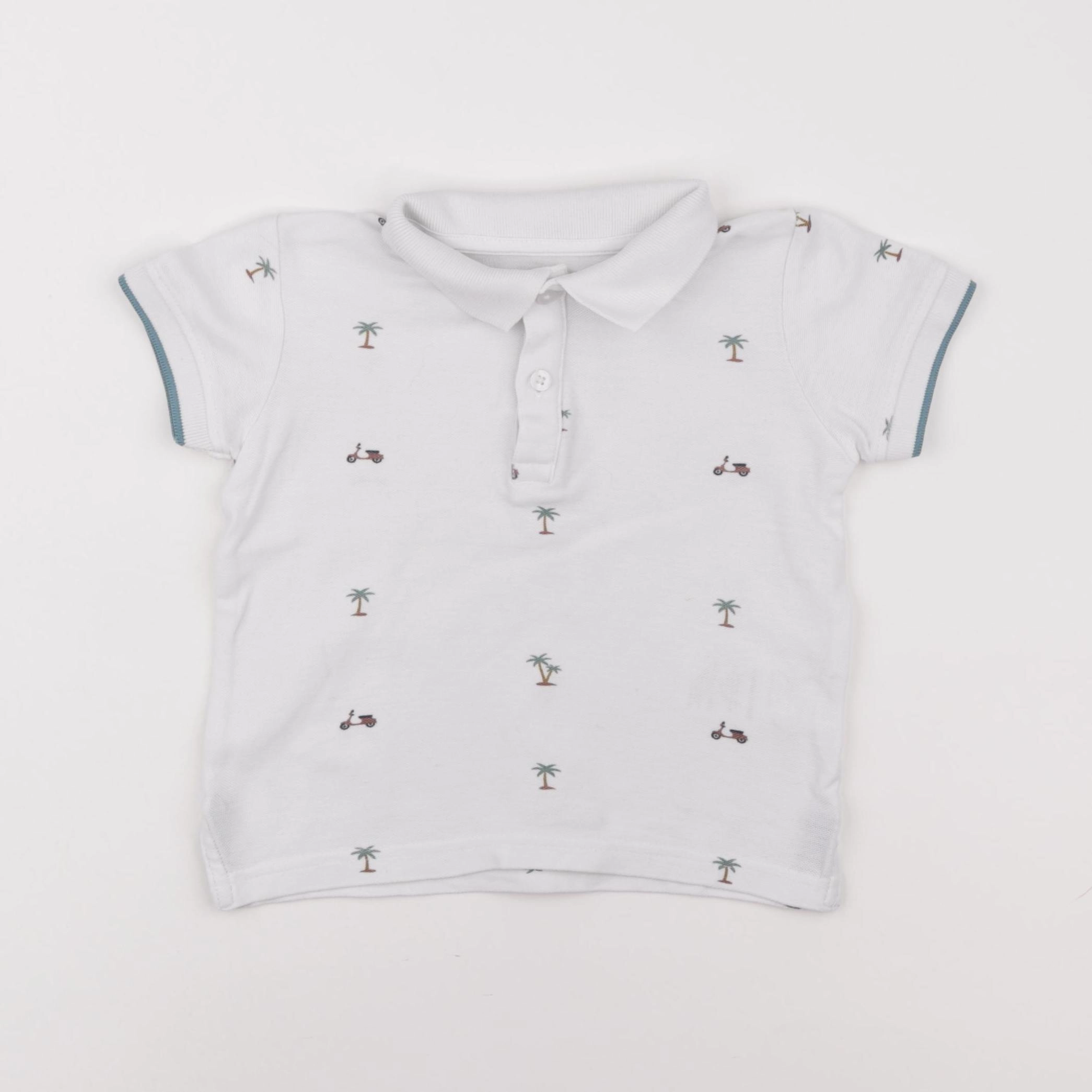 Vertbaudet - polo blanc, bleu - 3 ans