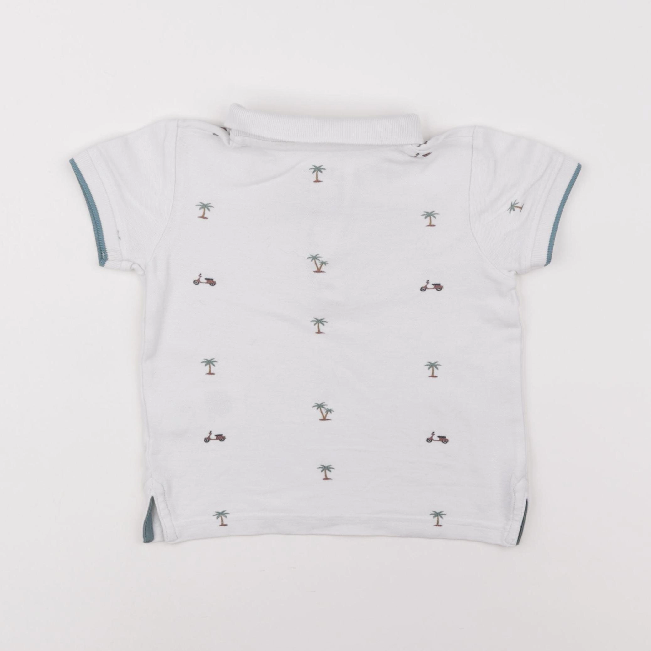 Vertbaudet - polo blanc, bleu - 3 ans