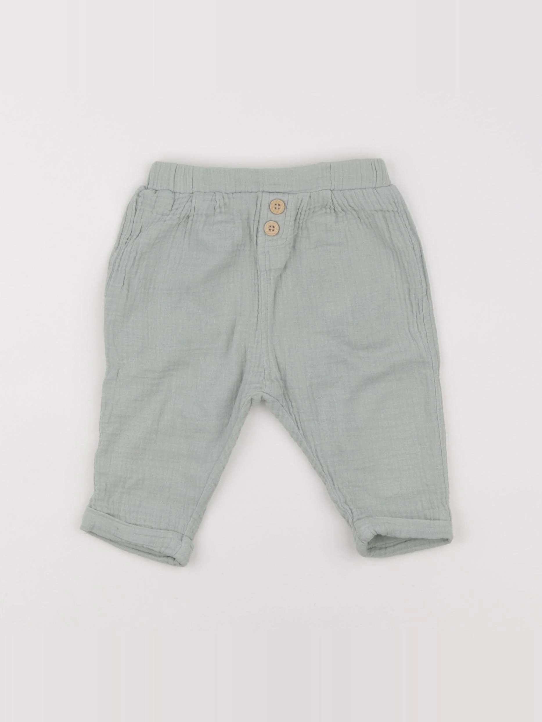 Vertbaudet - pantalon vert - 9 mois