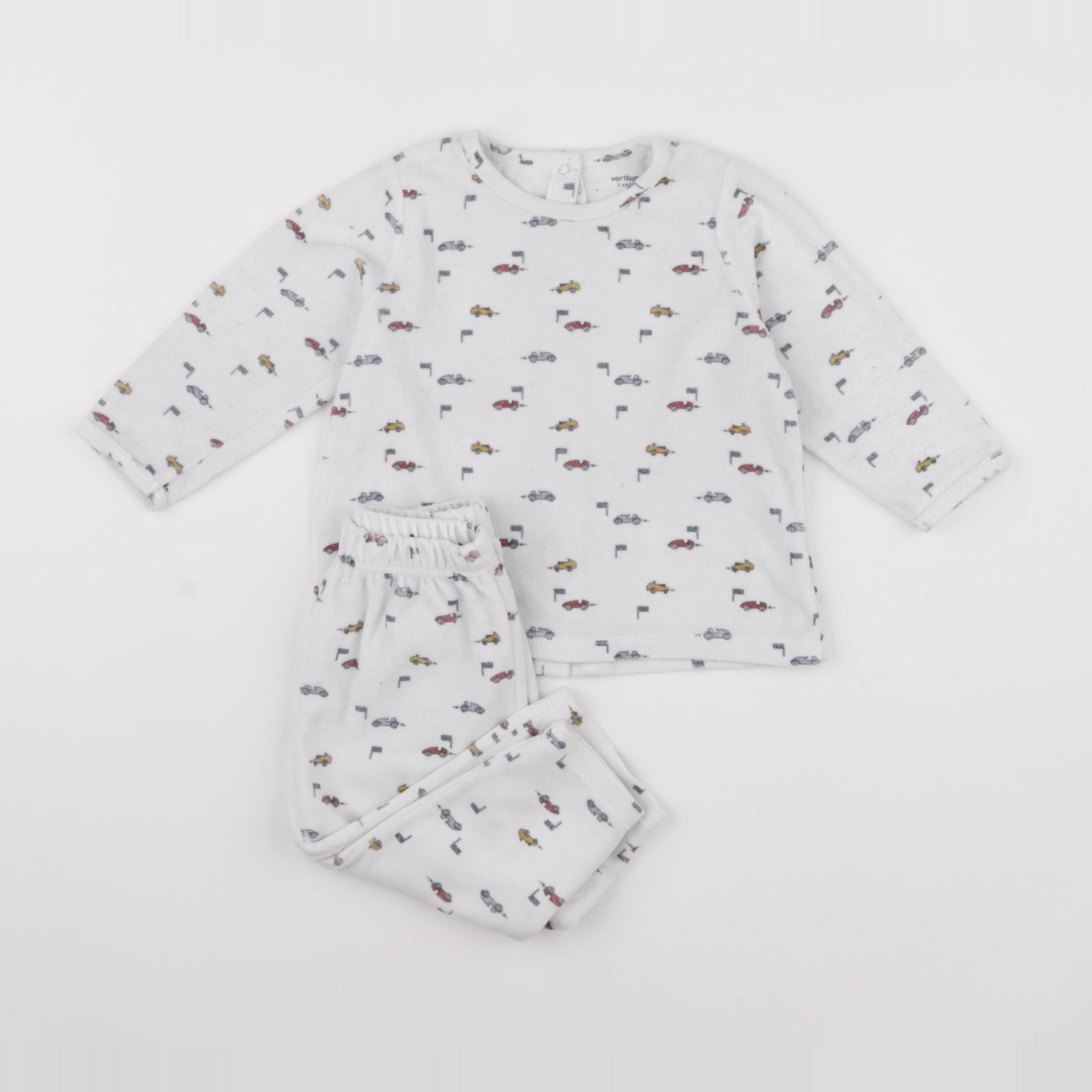 Vertbaudet - pyjama velours blanc - 2 ans