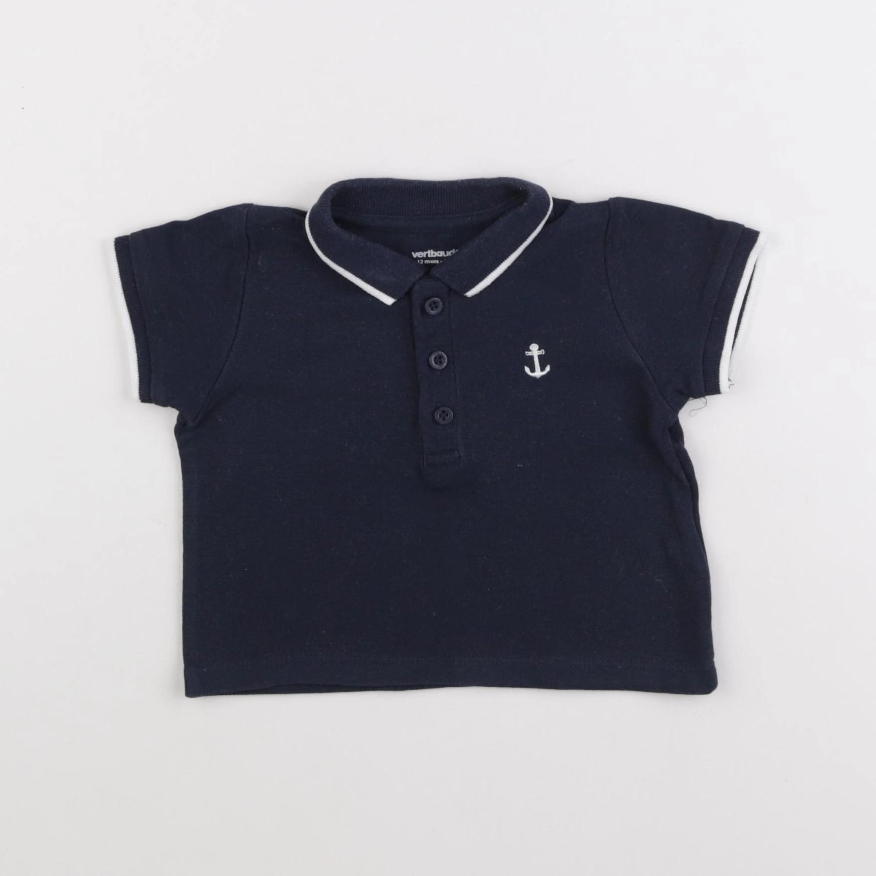 Vertbaudet - polo bleu - 12 mois