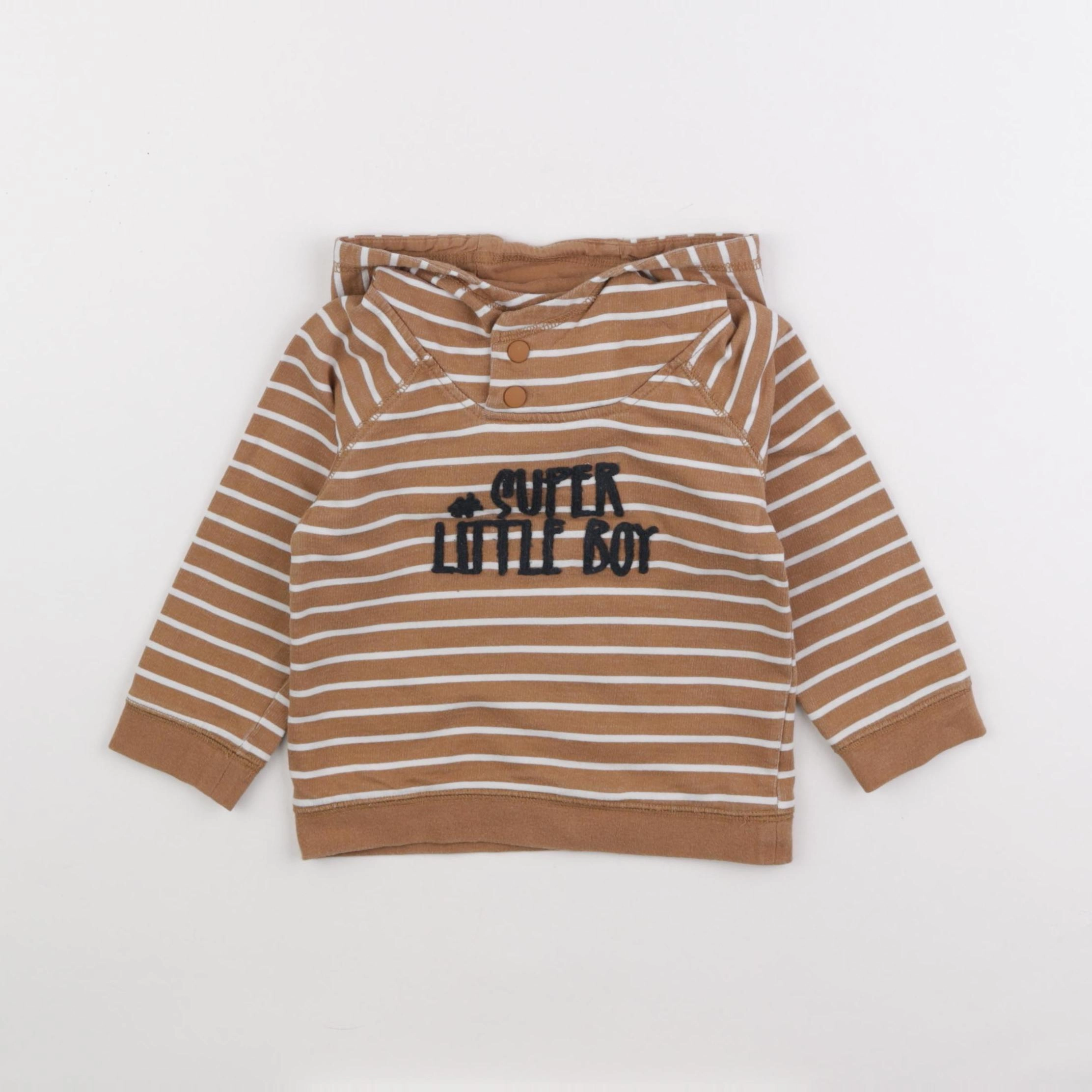Vertbaudet - sweat marron, blanc - 2 ans