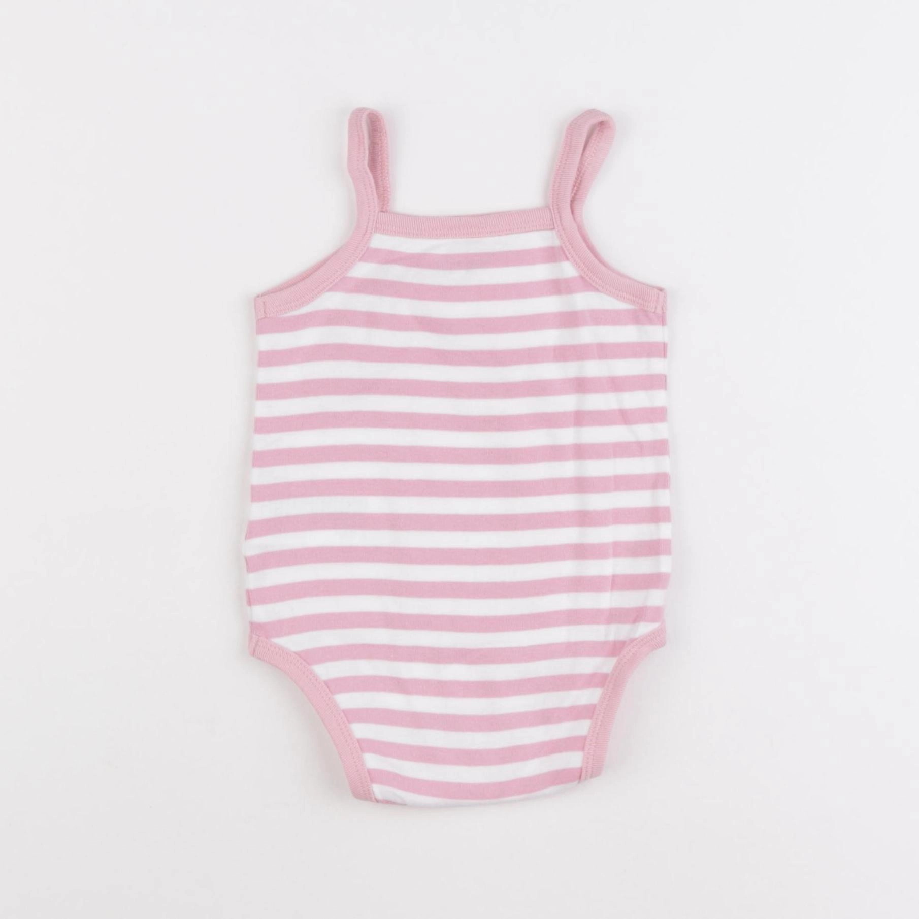 Vertbaudet - body blanc, rose - 12 mois