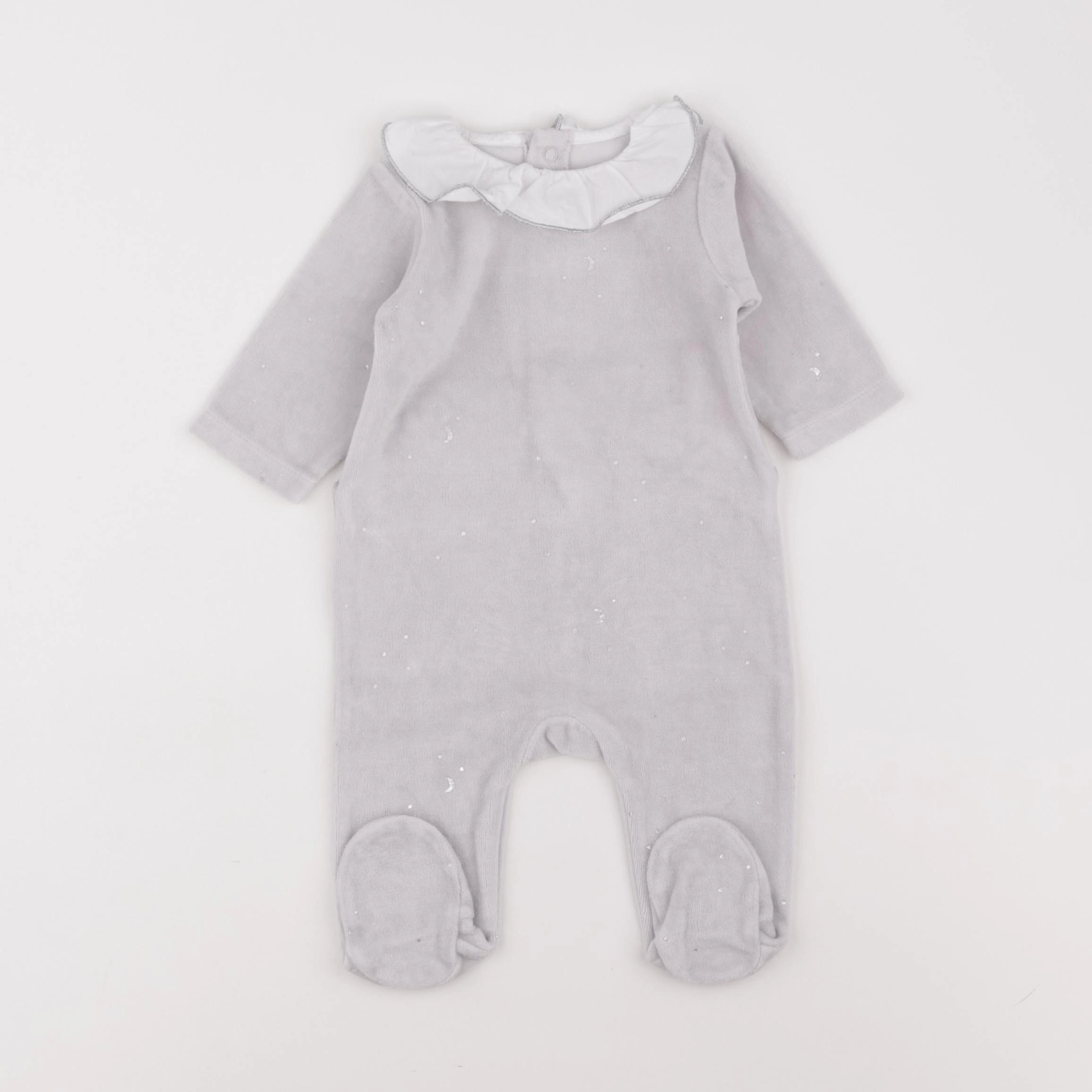 Jacadi - pyjama velours gris, argent - 3 mois