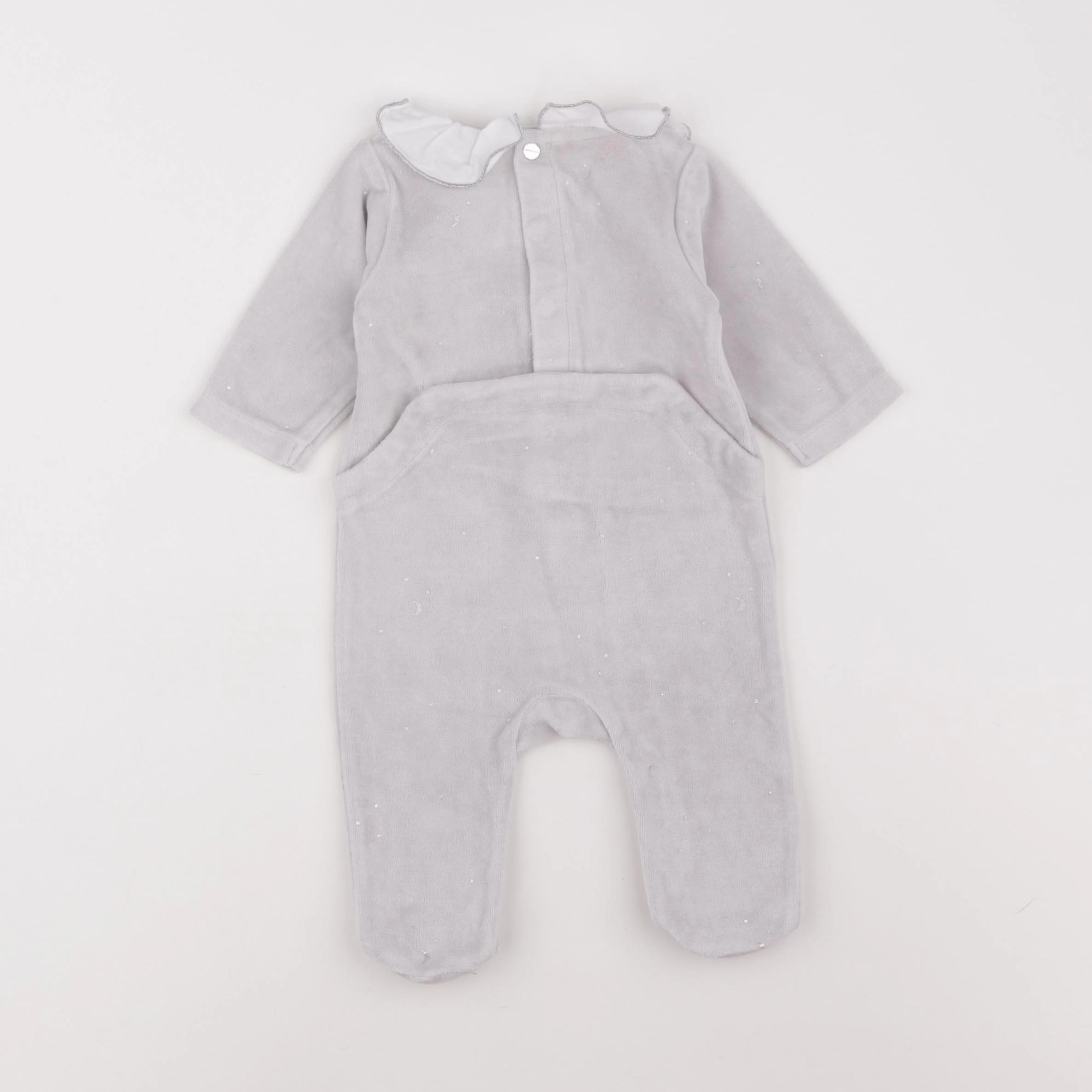 Jacadi - pyjama velours gris, argent - 3 mois