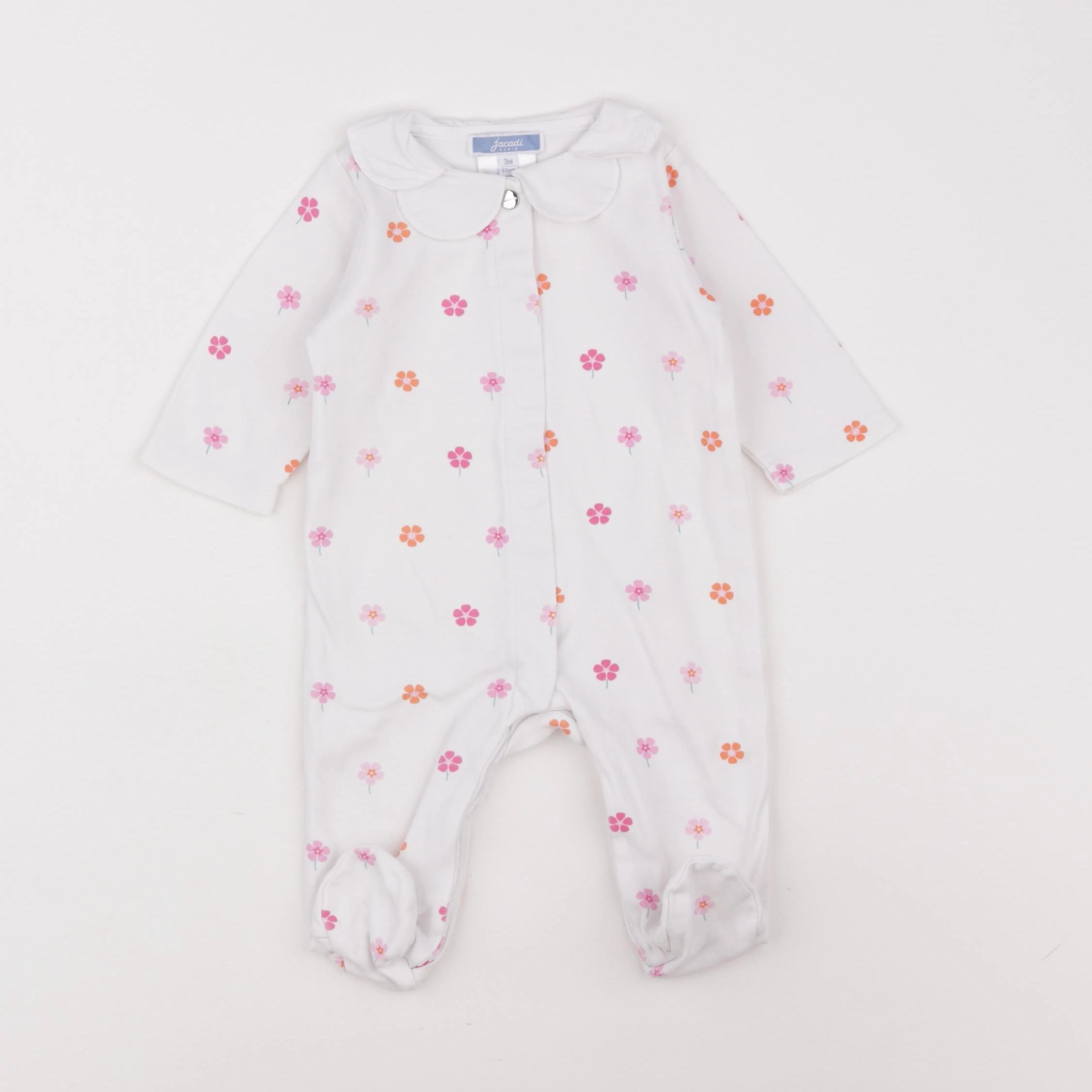 Jacadi - pyjama coton blanc, rose - 3 mois
