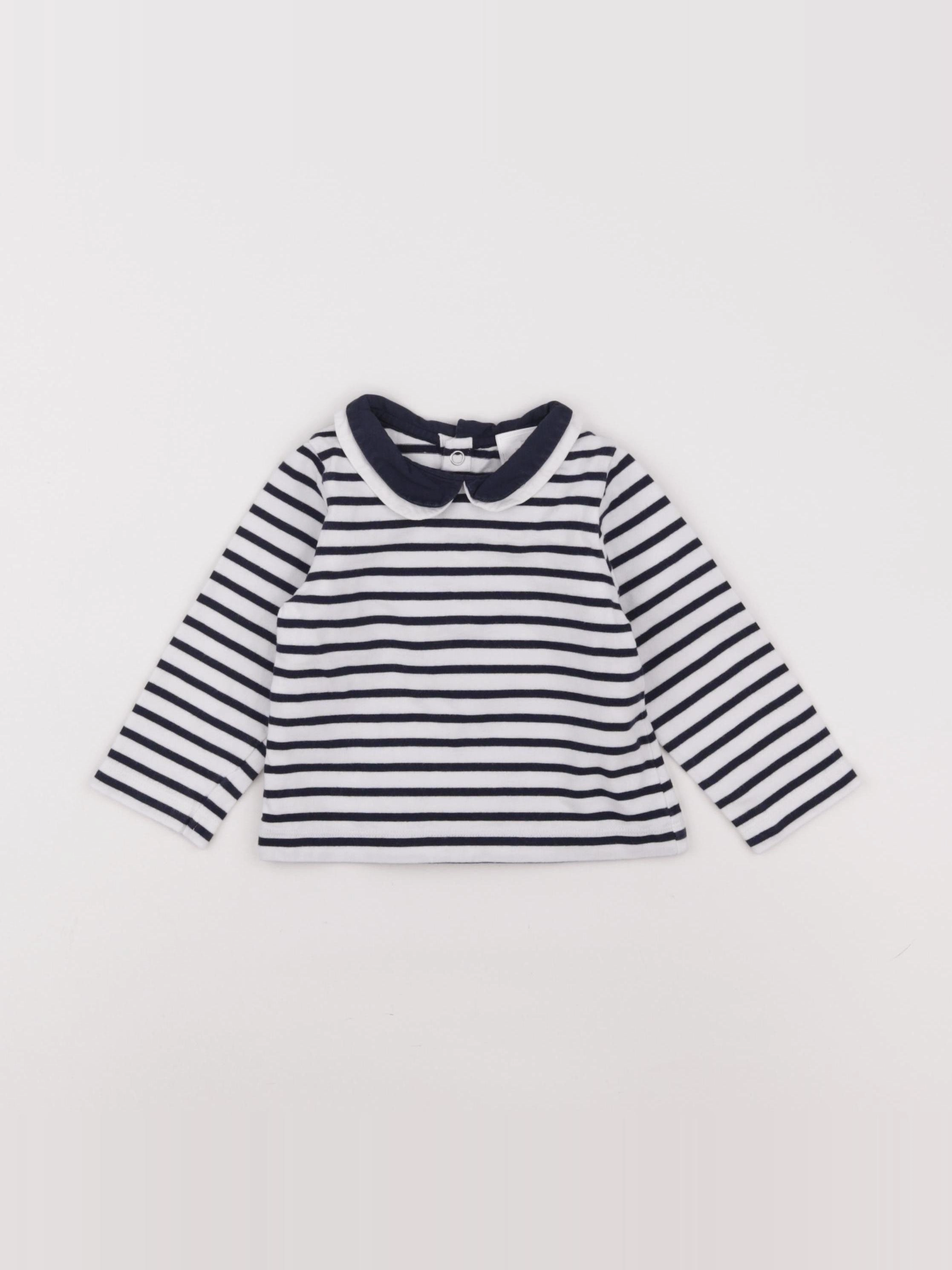 Jacadi - tee-shirt blanc, bleu - 12 mois