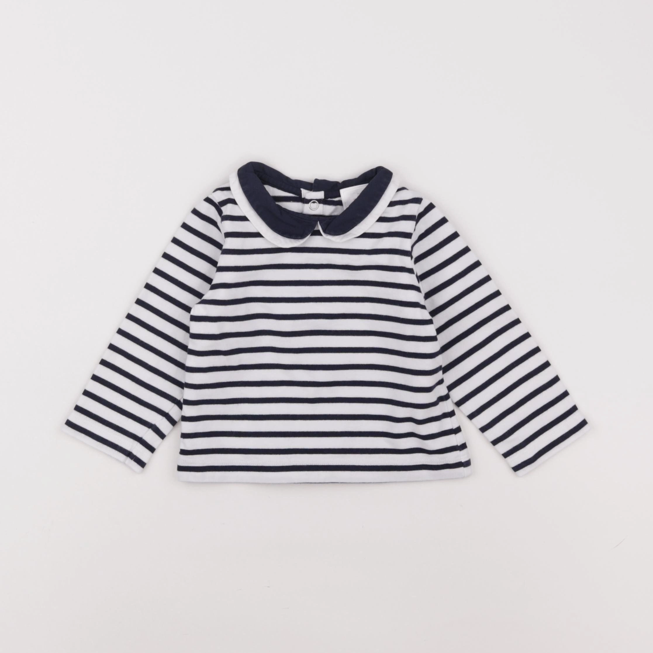 Jacadi - tee-shirt blanc, bleu - 12 mois