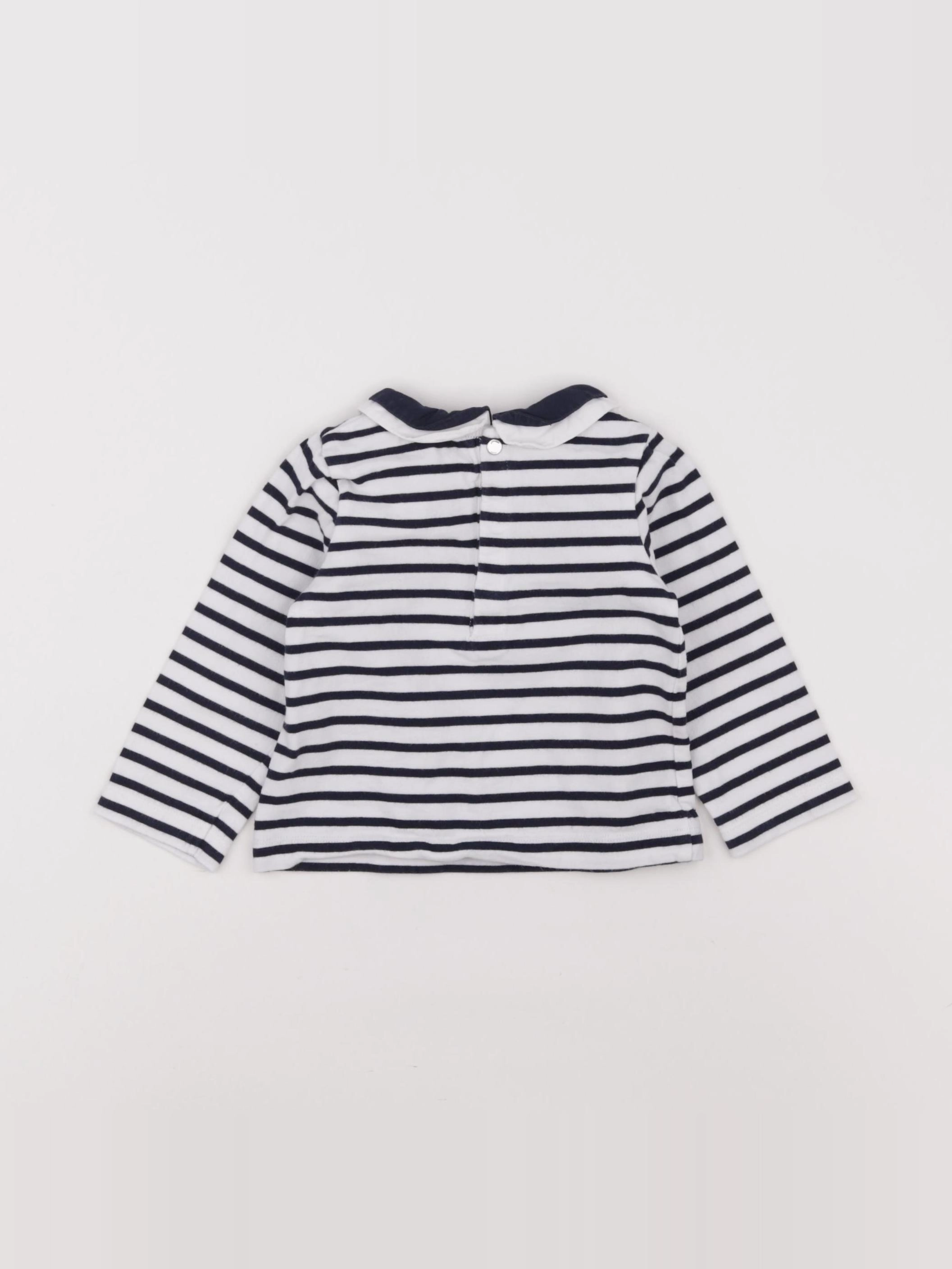 Jacadi - tee-shirt blanc, bleu - 12 mois