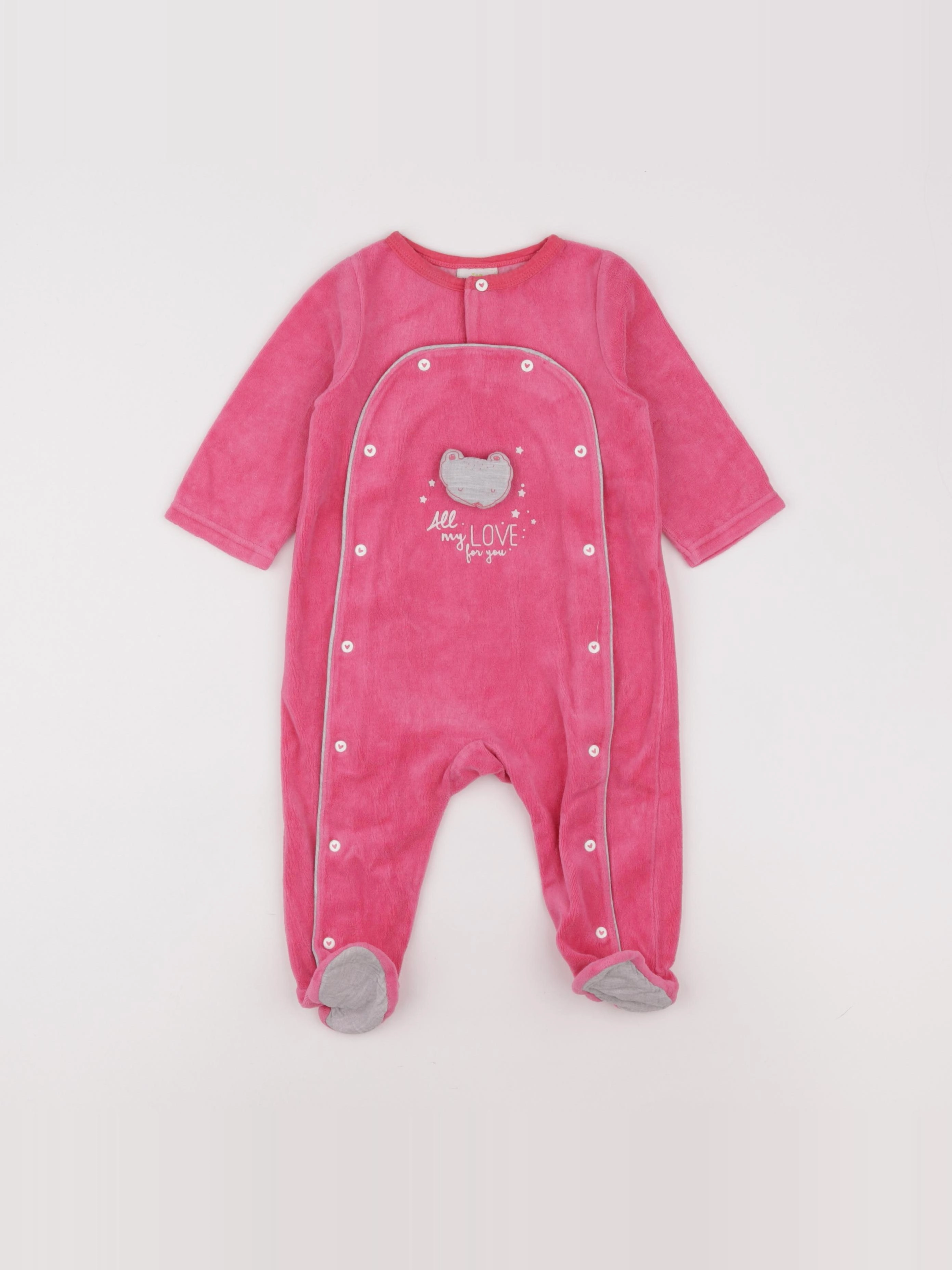 Tape à l'oeil - pyjama velours rose - 9 mois
