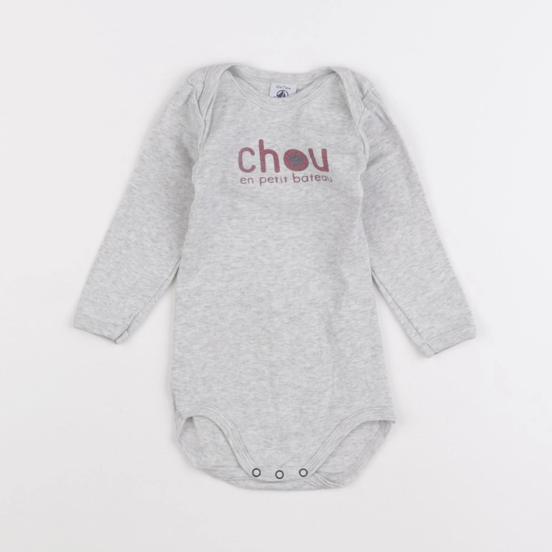 Petit Bateau - body gris - 12 mois
