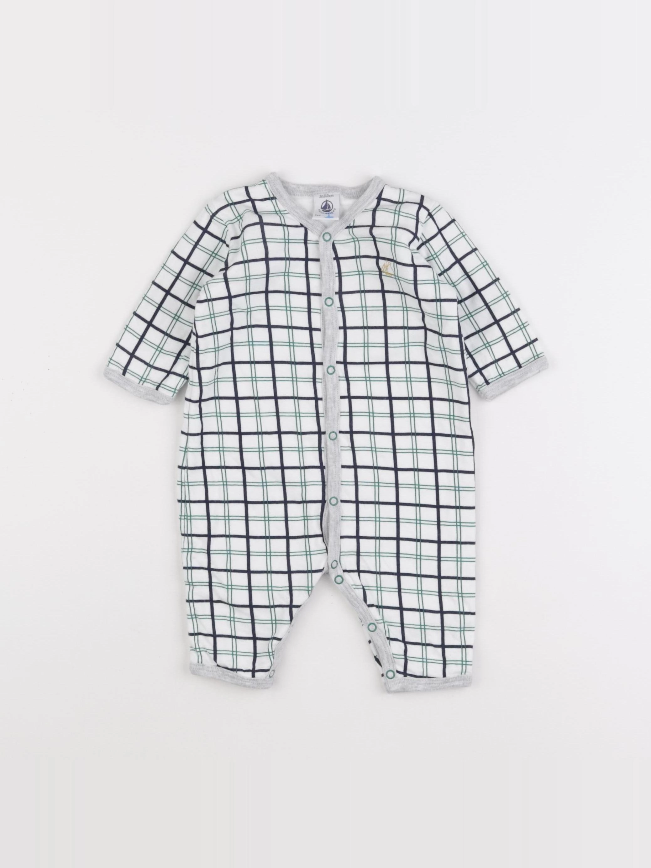 Petit Bateau - combinaison coton blanc - 3 mois