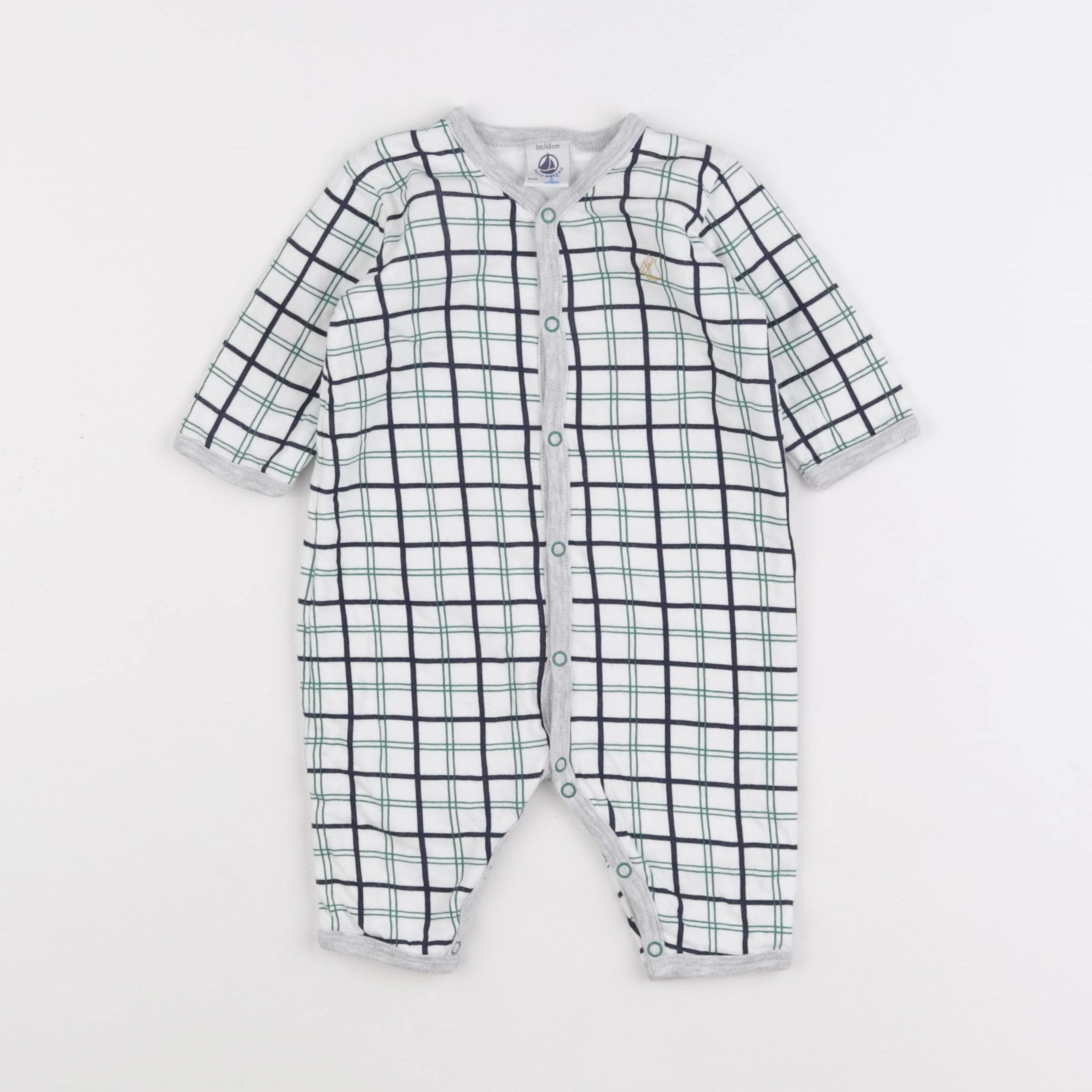 Petit Bateau - combinaison coton blanc - 3 mois