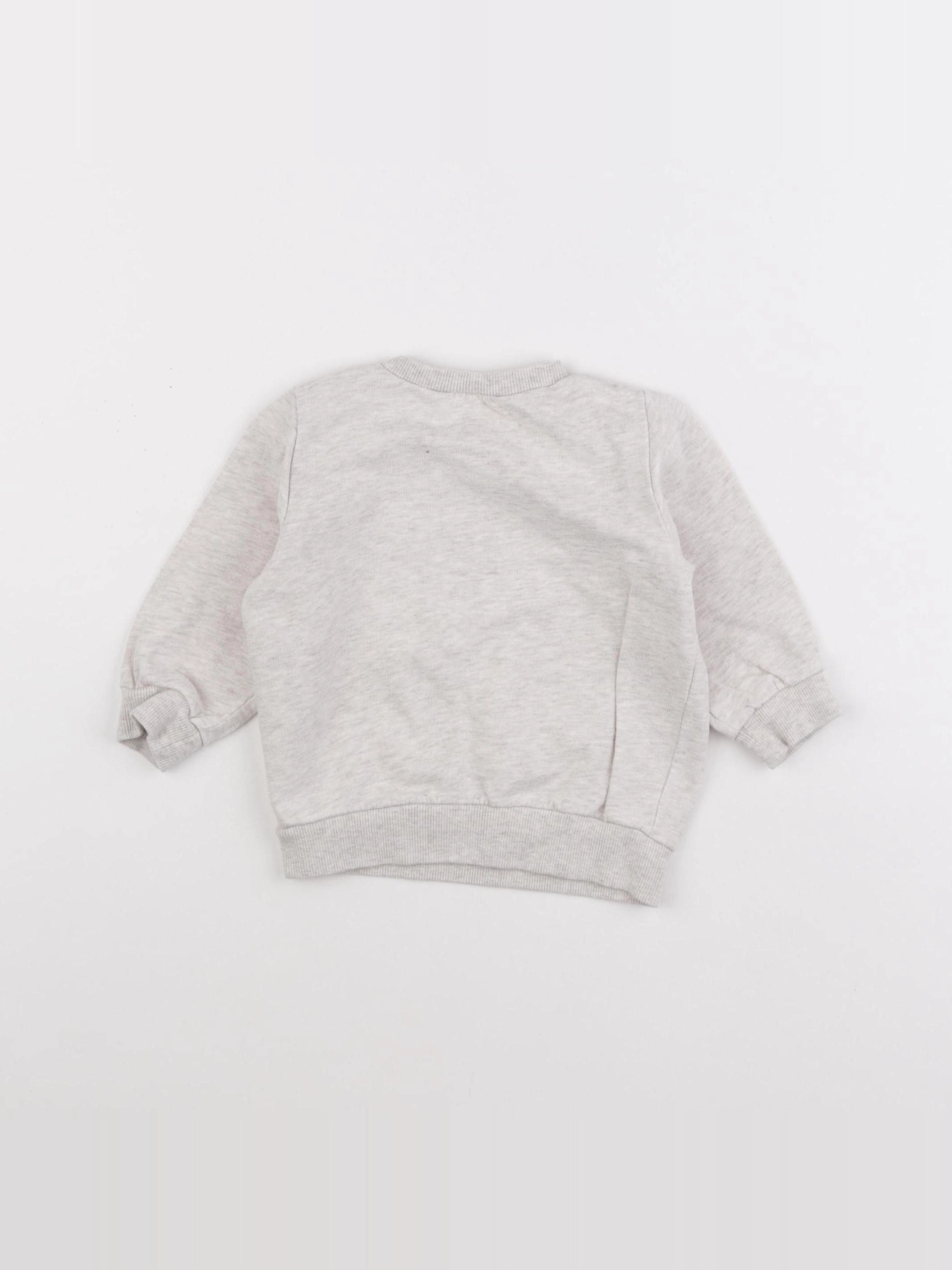 H&M - sweat beige - 6/9 mois