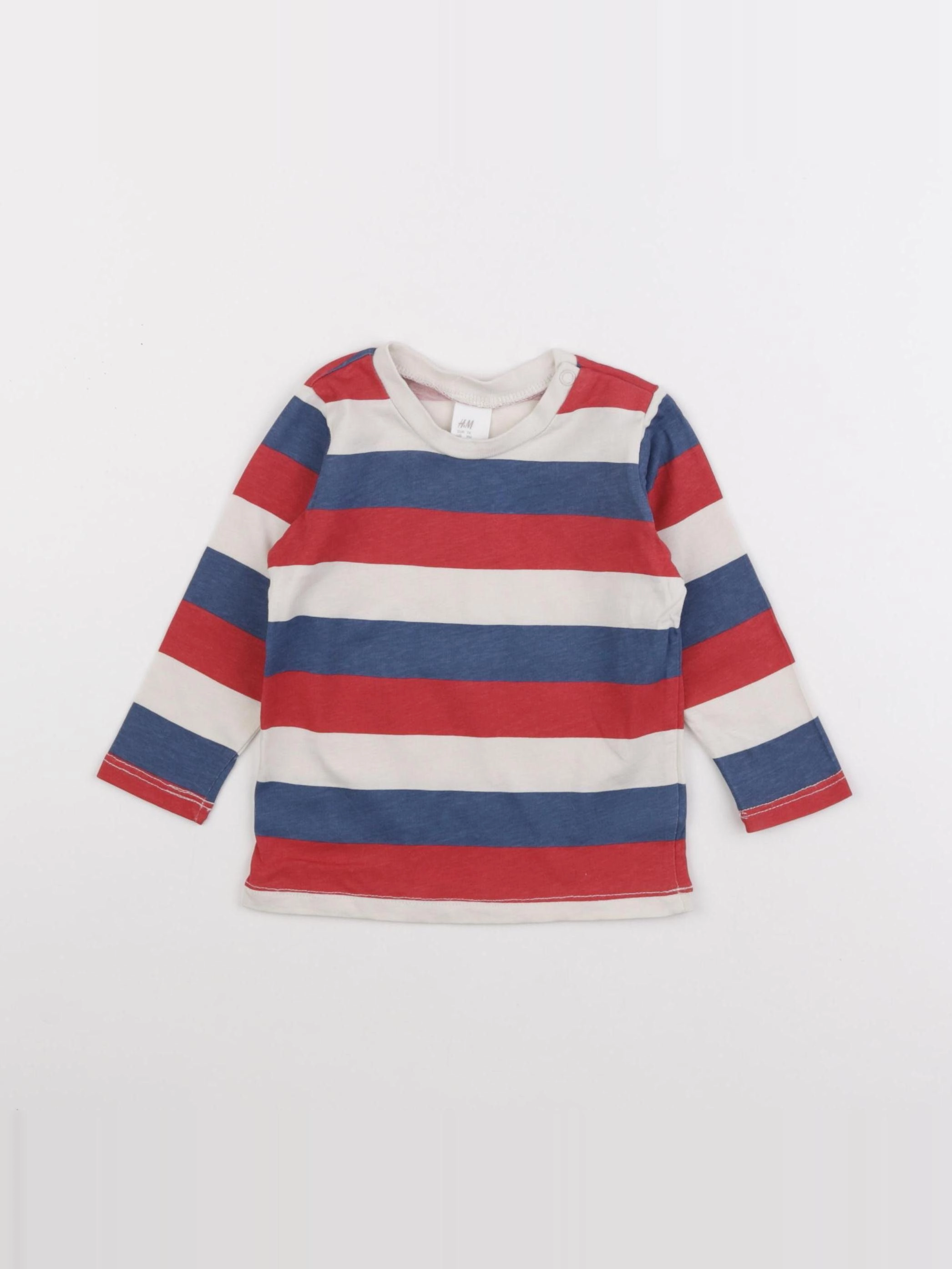 H&M - tee-shirt blanc, bleu, rouge - 6/9 mois