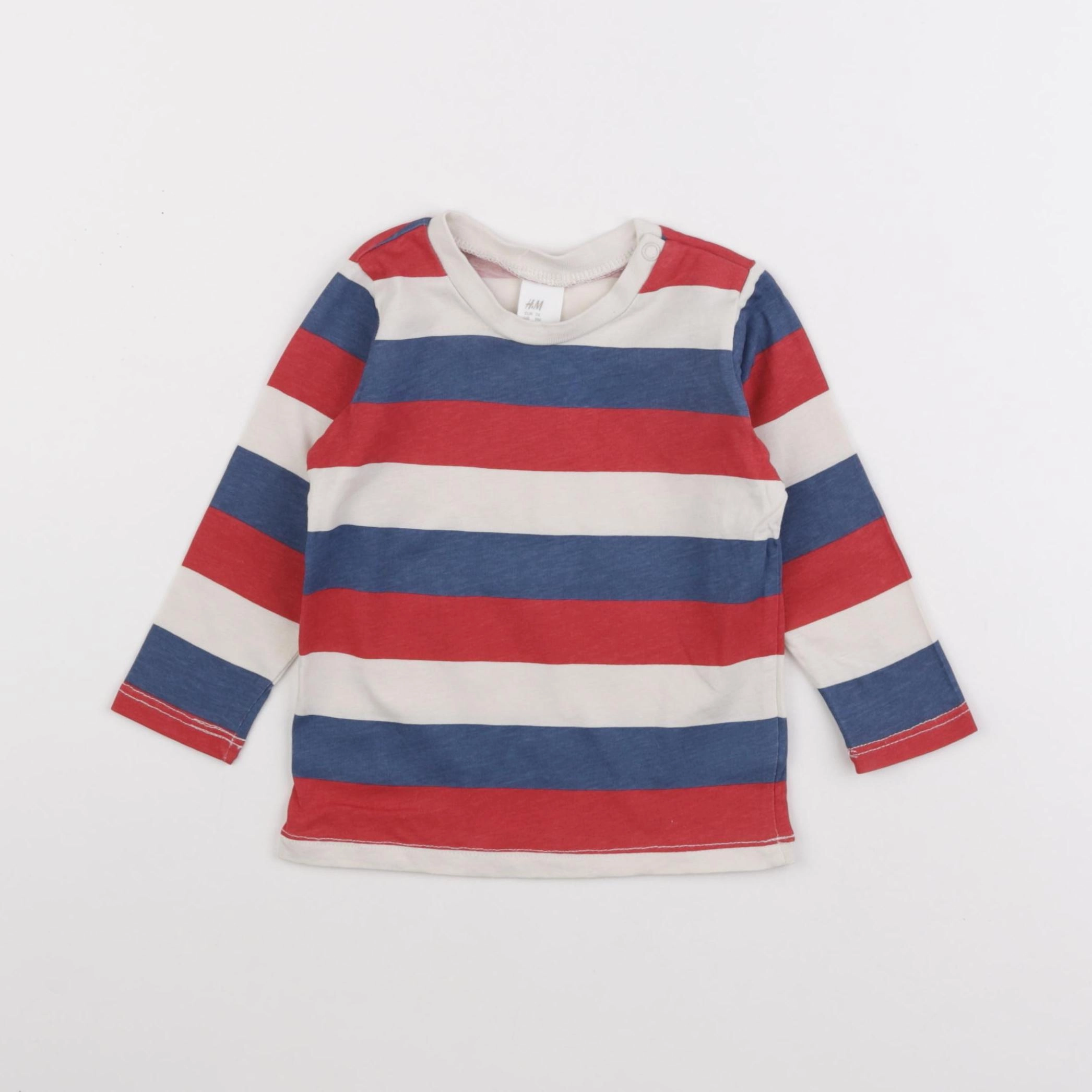 H&M - tee-shirt blanc, bleu, rouge - 6/9 mois