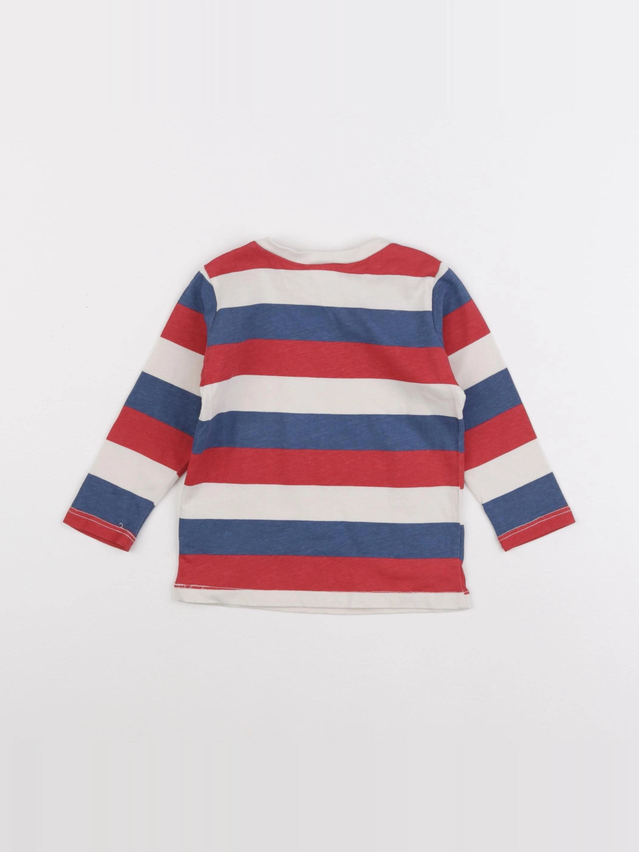 H&M - tee-shirt blanc, bleu, rouge - 6/9 mois