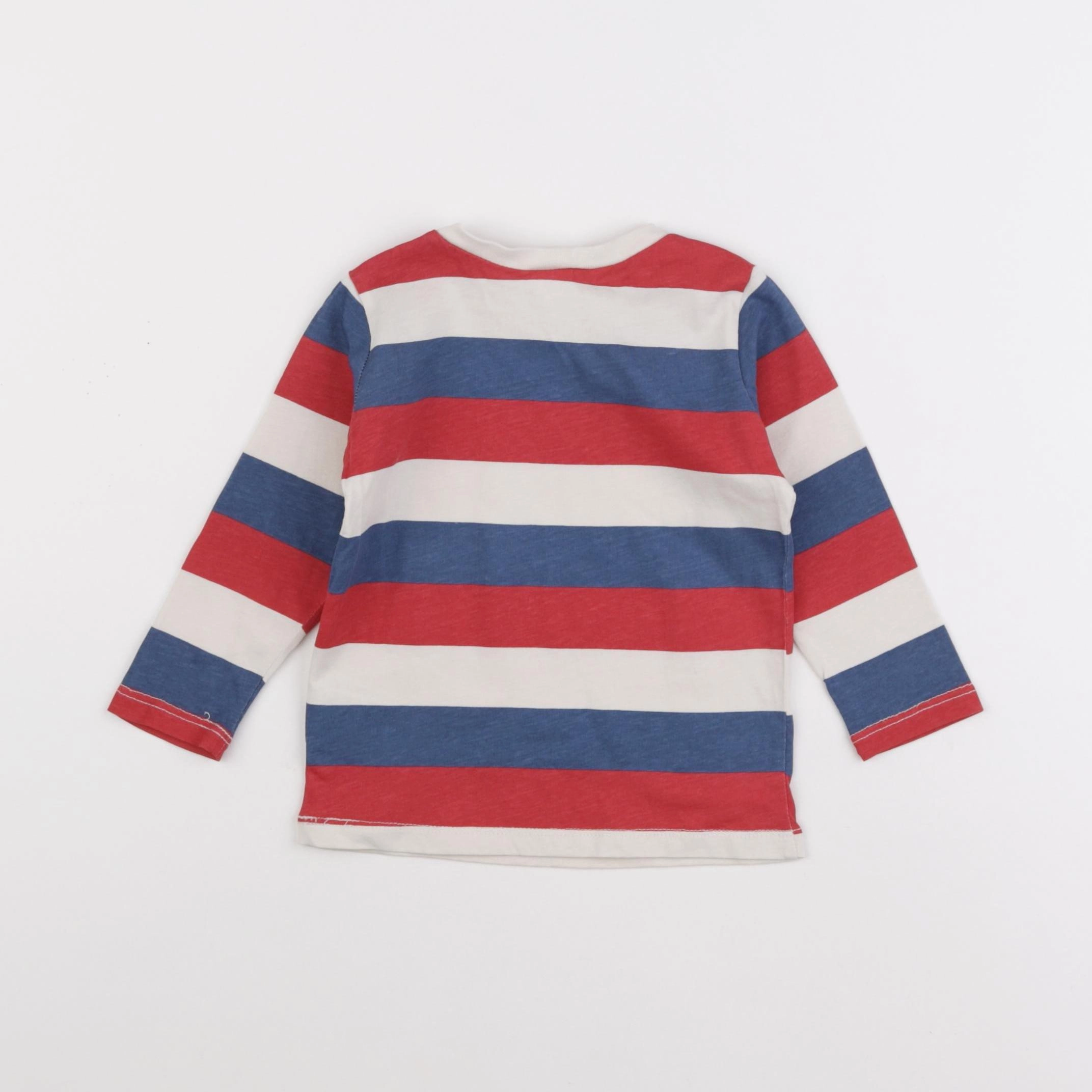 H&M - tee-shirt blanc, bleu, rouge - 6/9 mois
