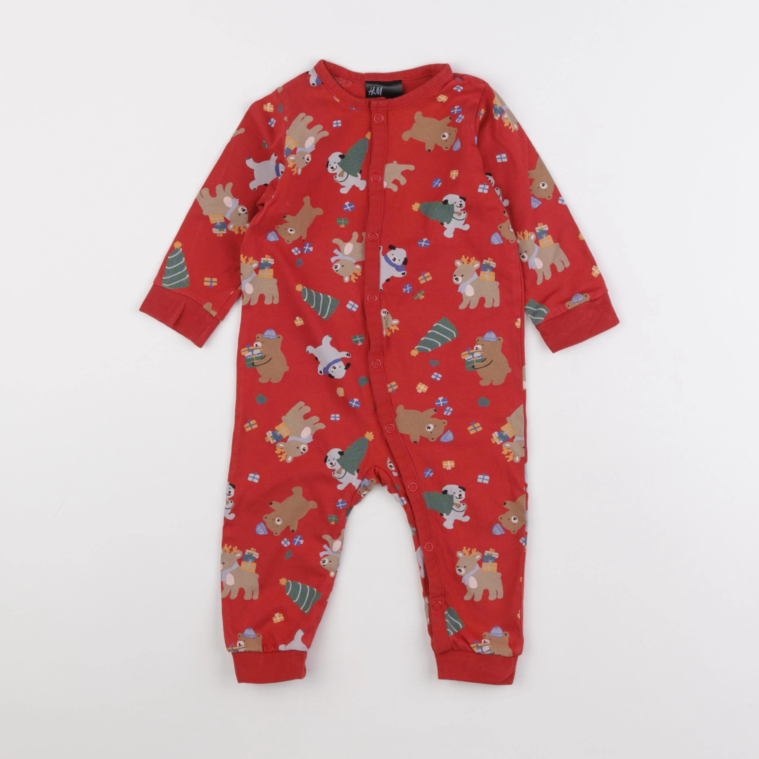 H&M - pyjama coton rouge - 6/9 mois