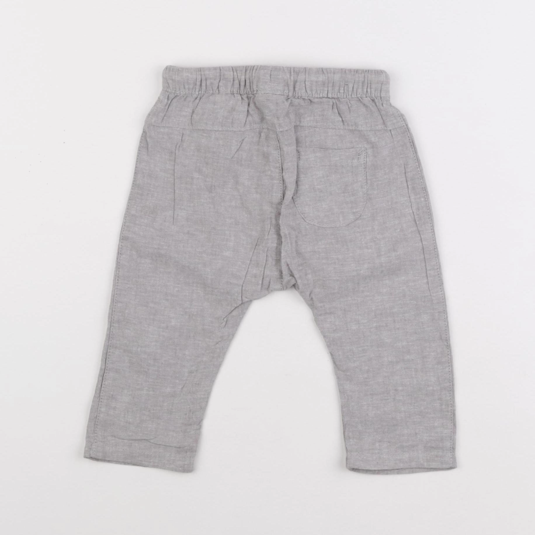 H&M - sarouel gris - 3/6 mois