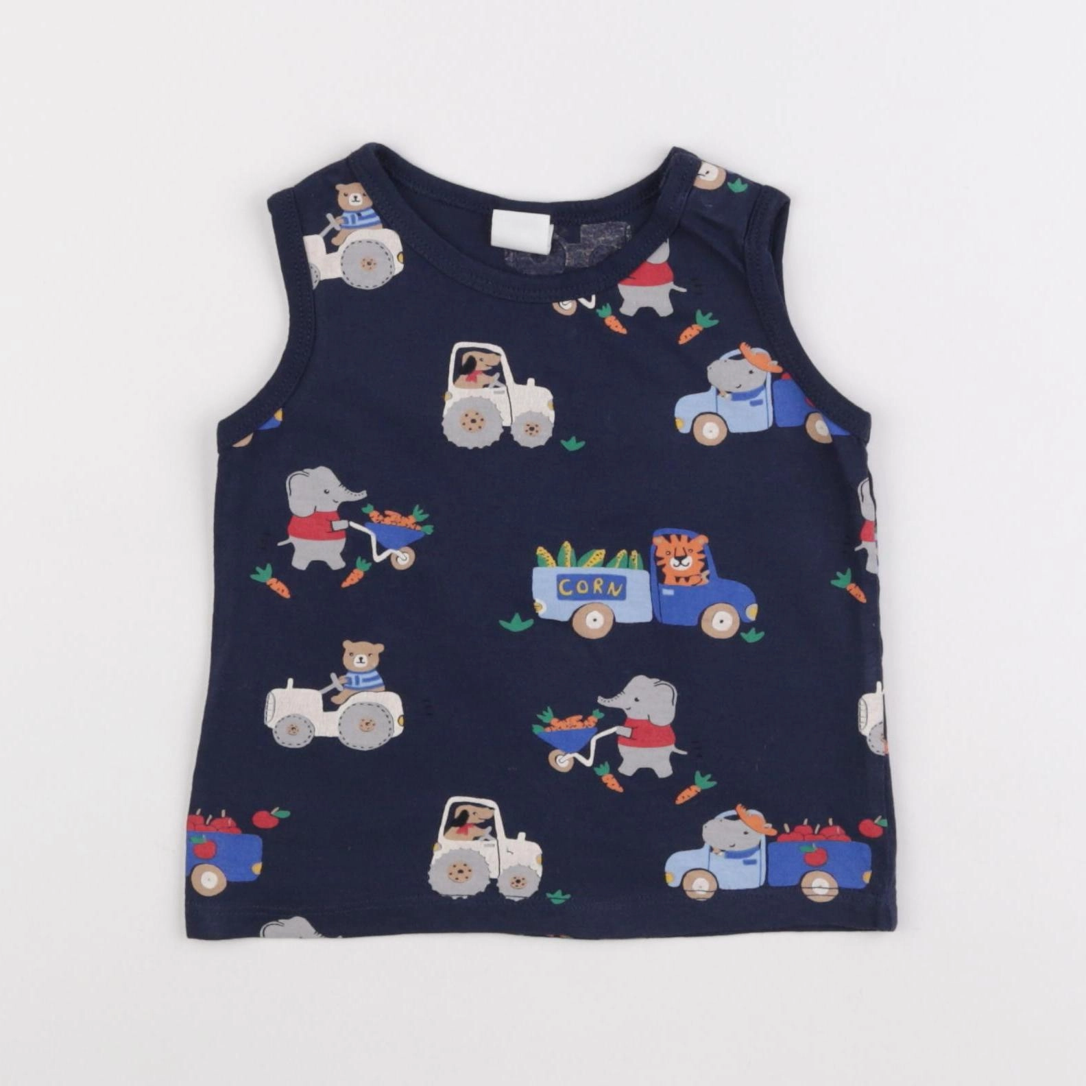 H&M - débardeur bleu - 6/9 mois