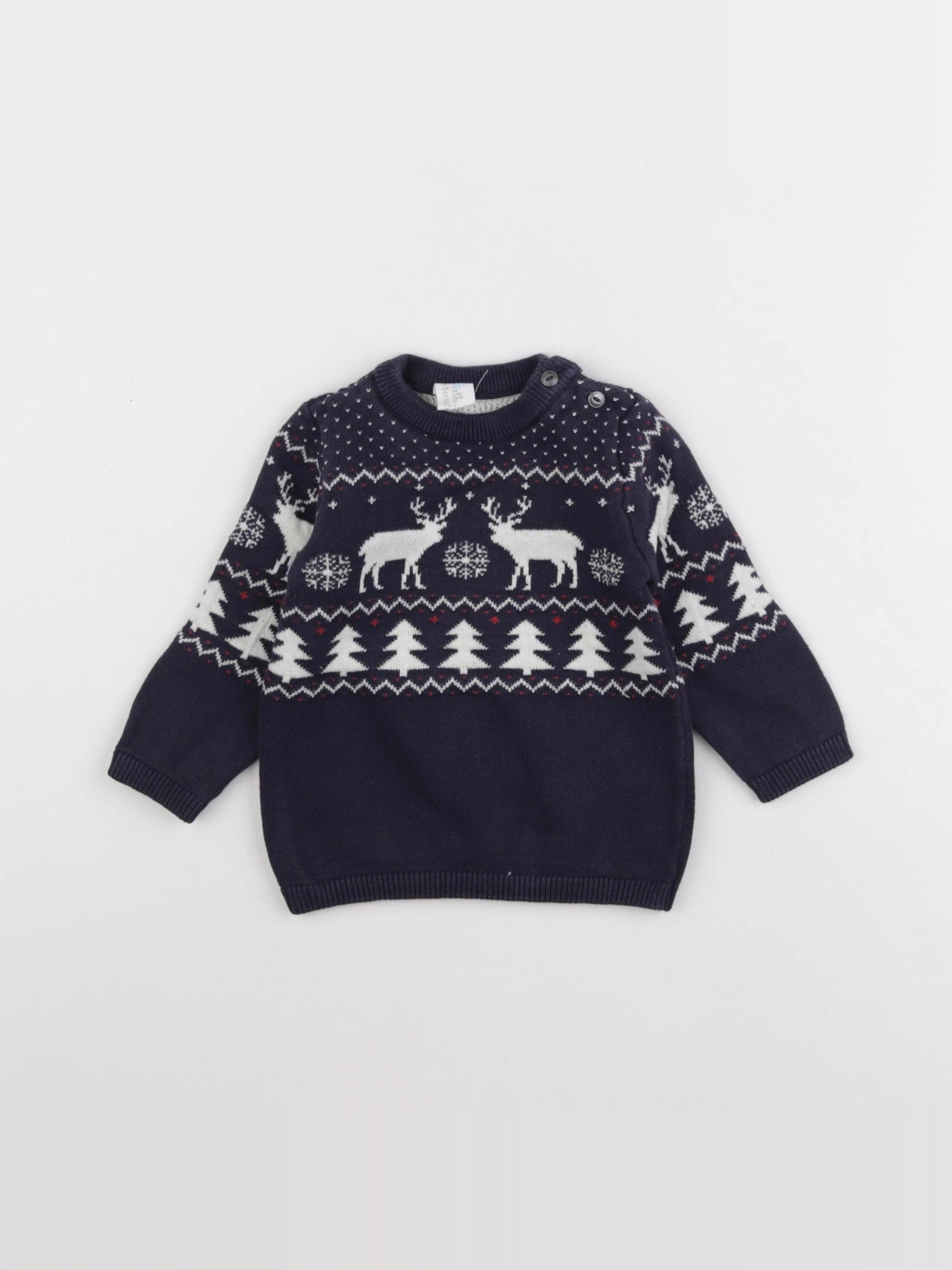 H&M - pull bleu - 6/9 mois