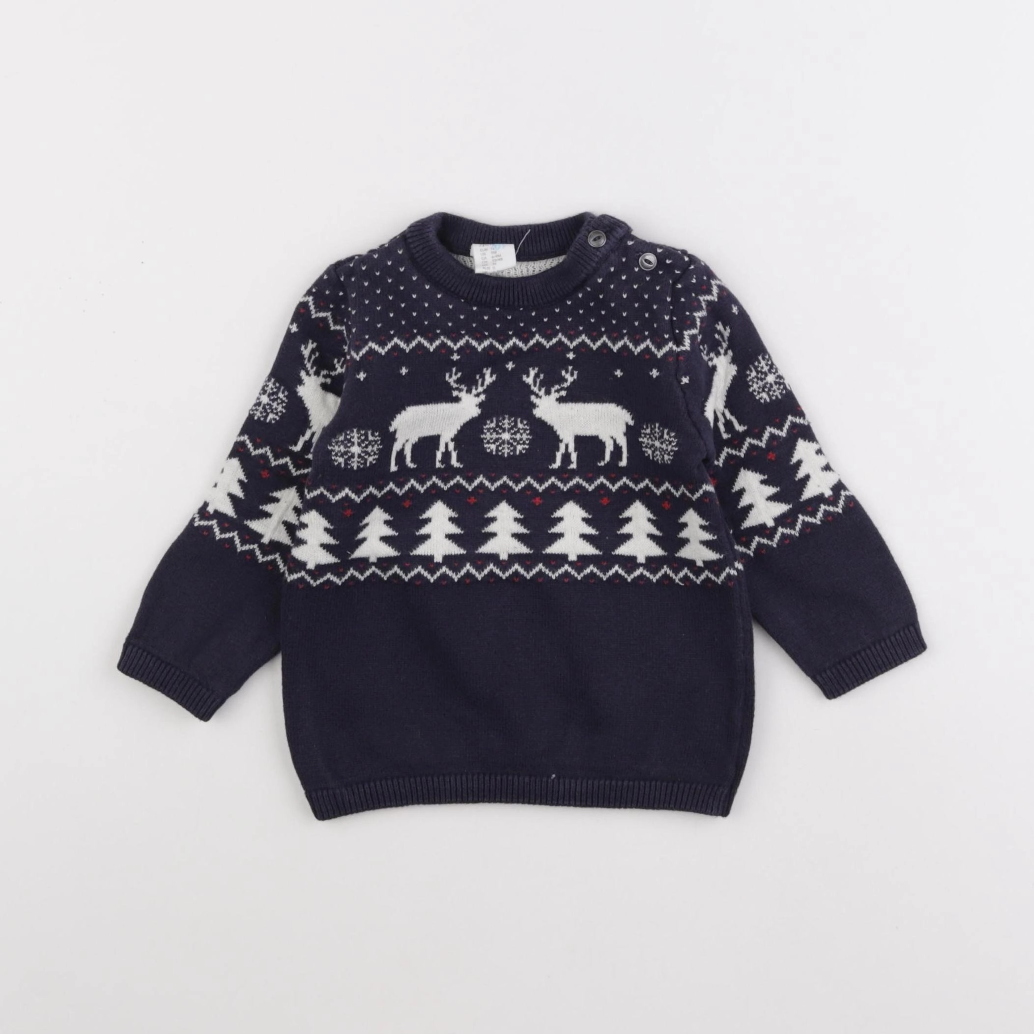 H&M - pull bleu - 6/9 mois