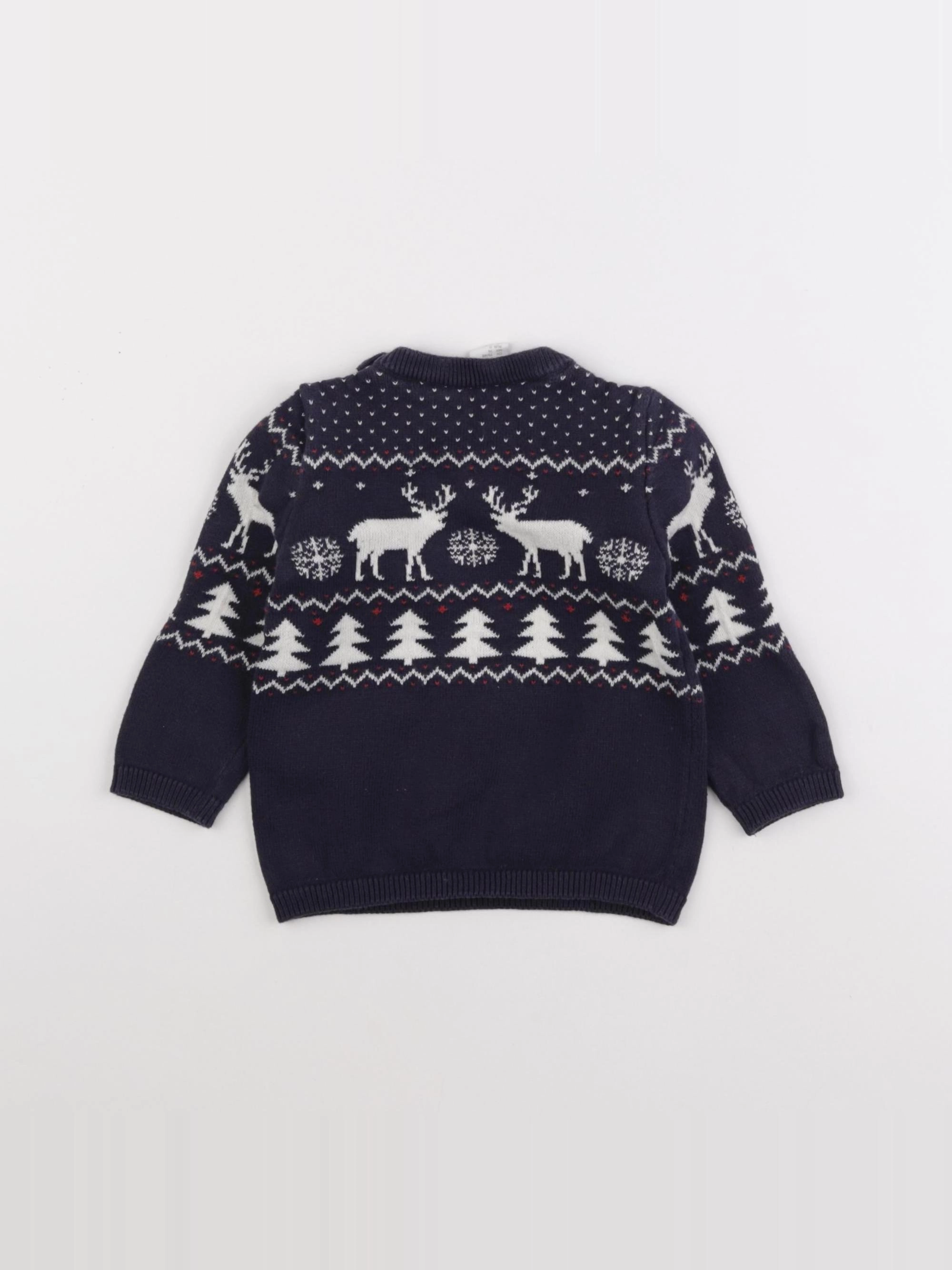 H&M - pull bleu - 6/9 mois