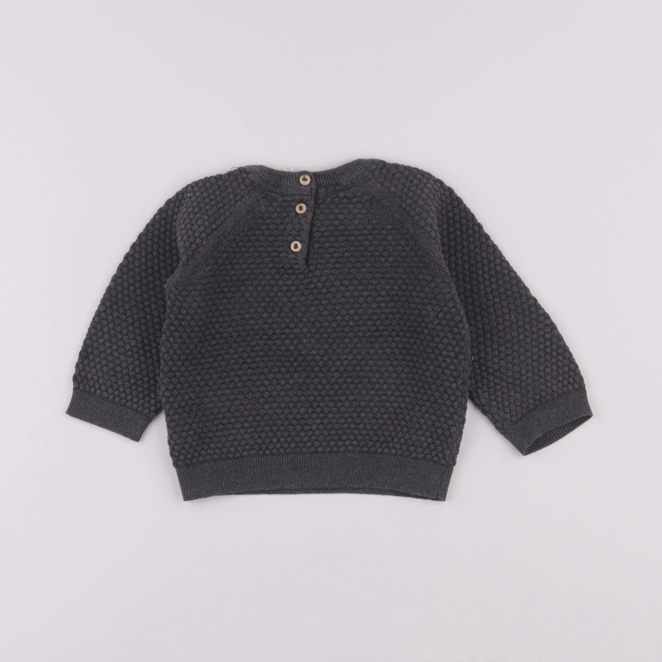 H&M - pull gris - 3/6 mois