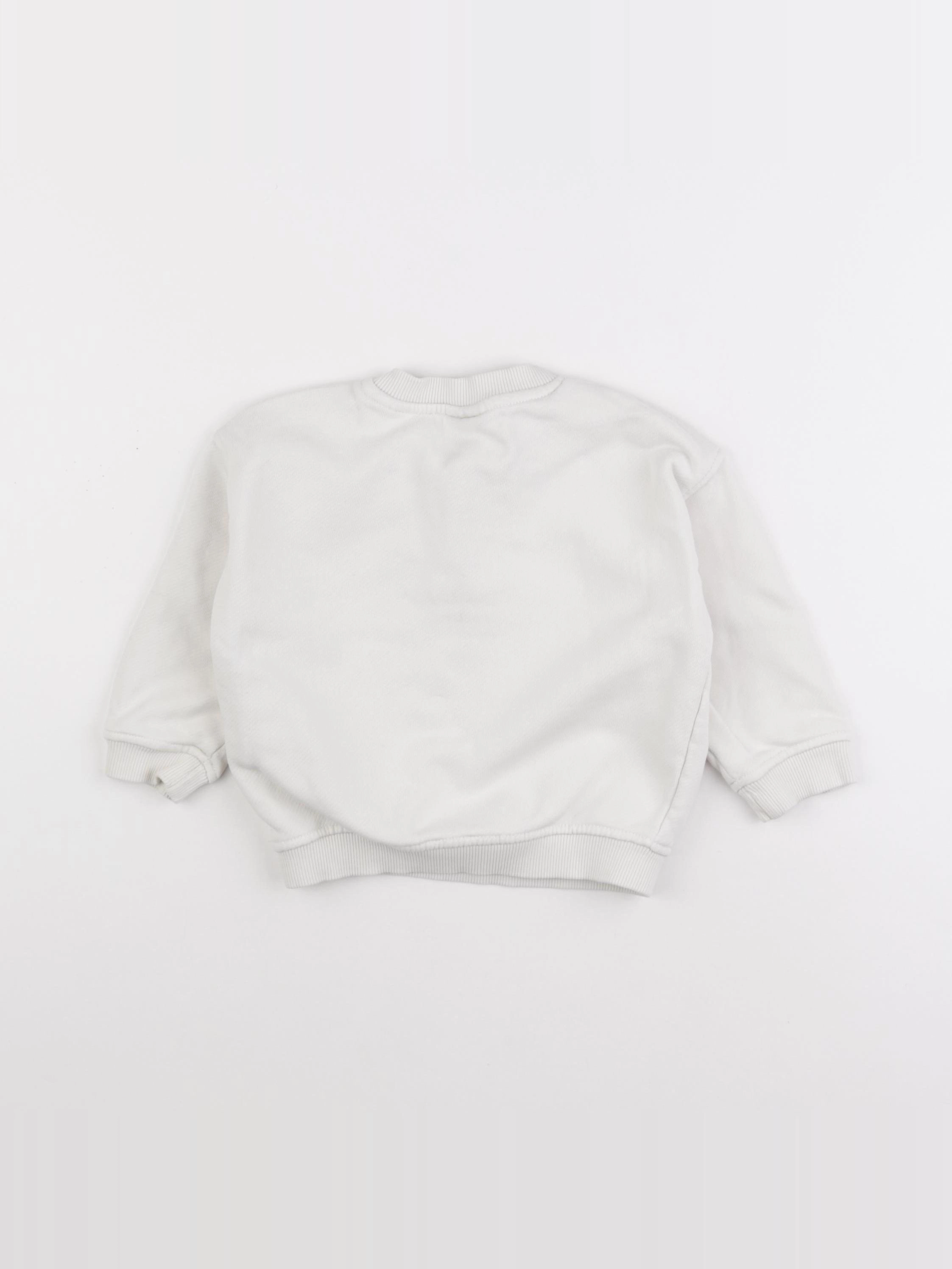 Zara - sweat blanc - 12/18 mois
