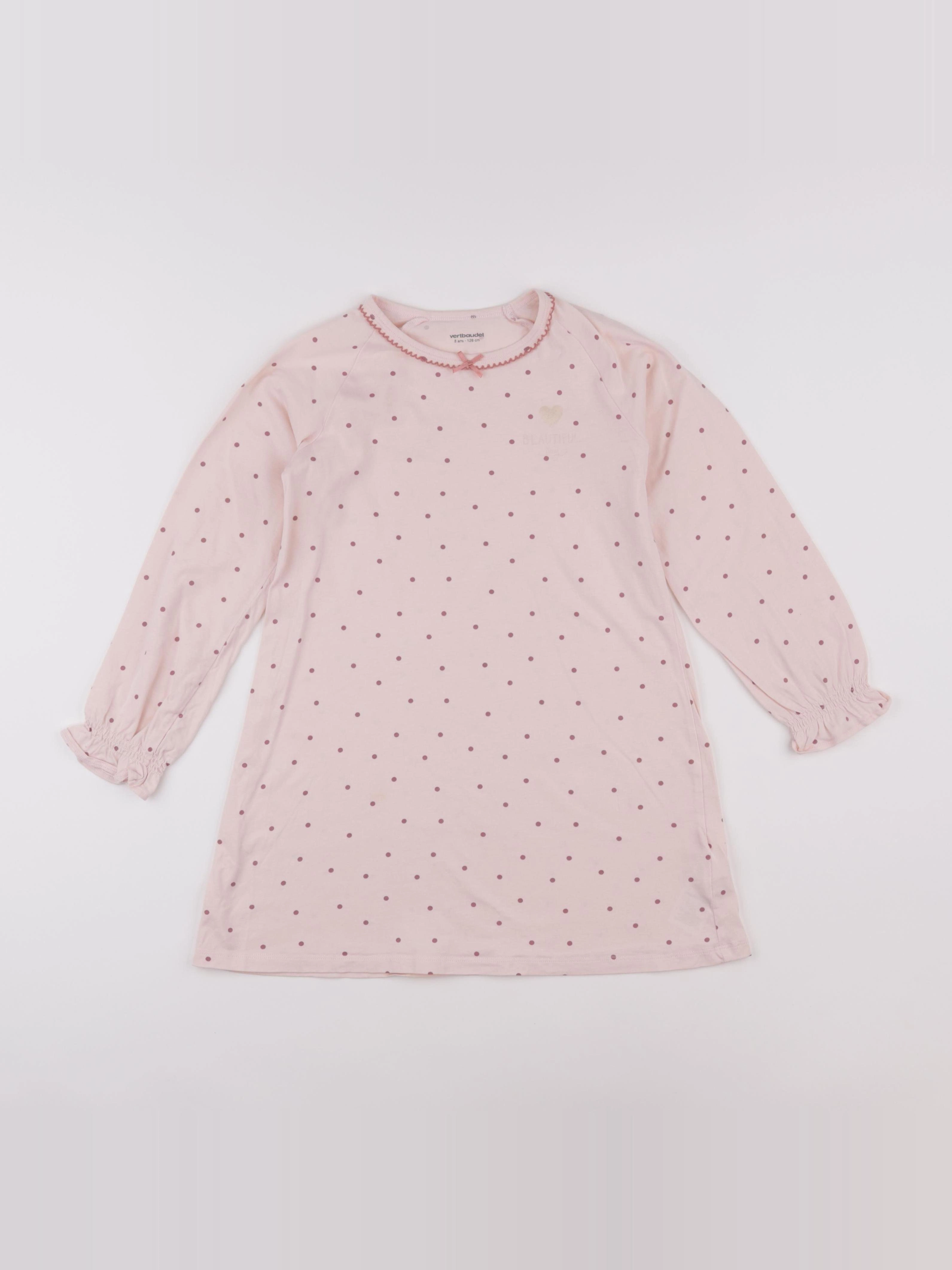 Vertbaudet - chemise de nuit coton rose - 8 ans