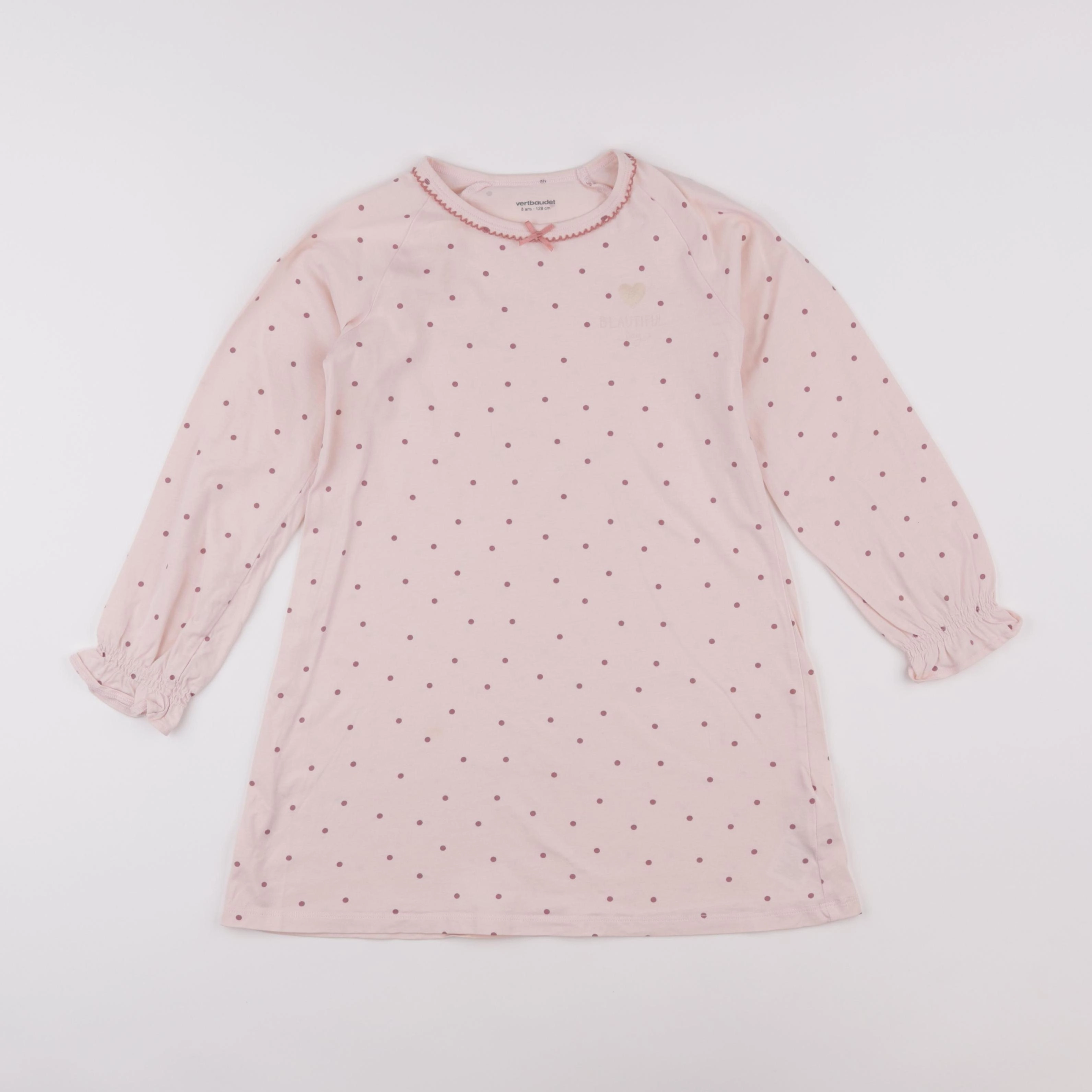 Vertbaudet - chemise de nuit coton rose - 8 ans