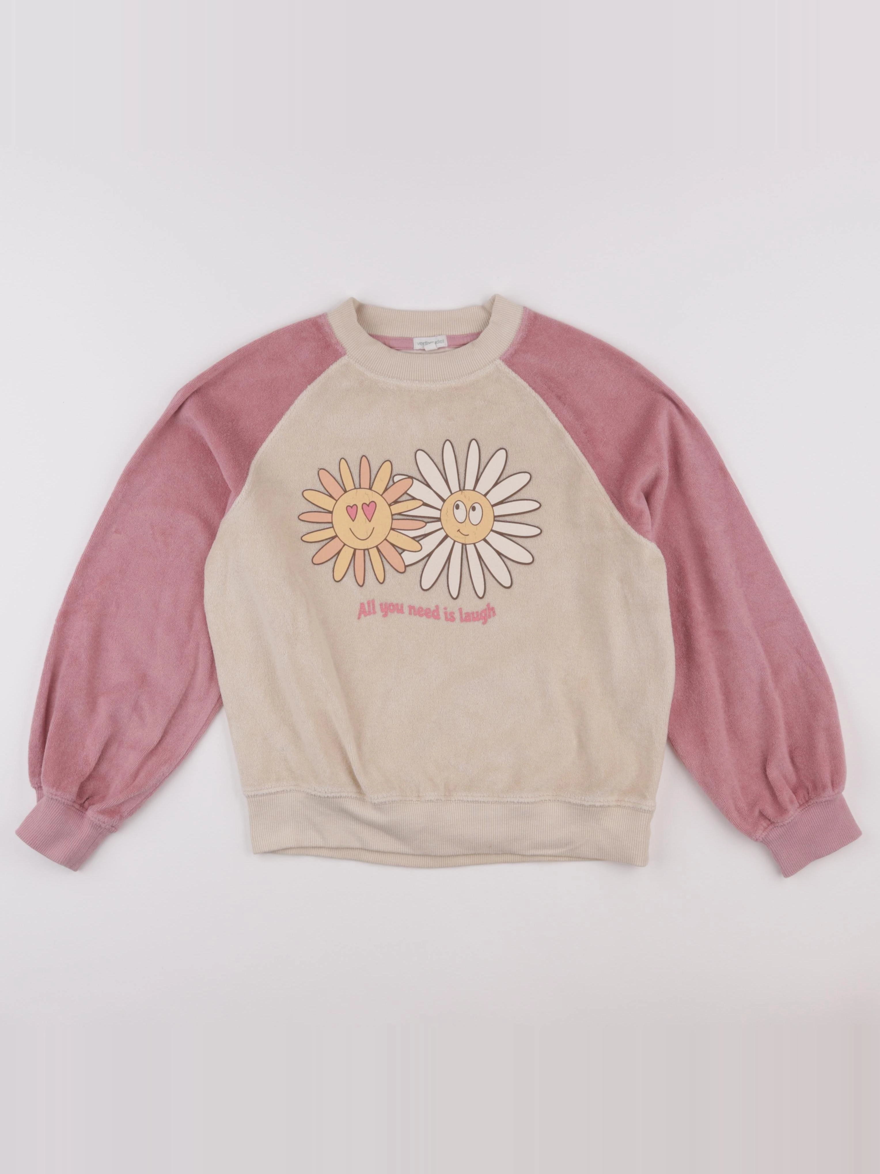 Vertbaudet - sweat beige - 10 ans