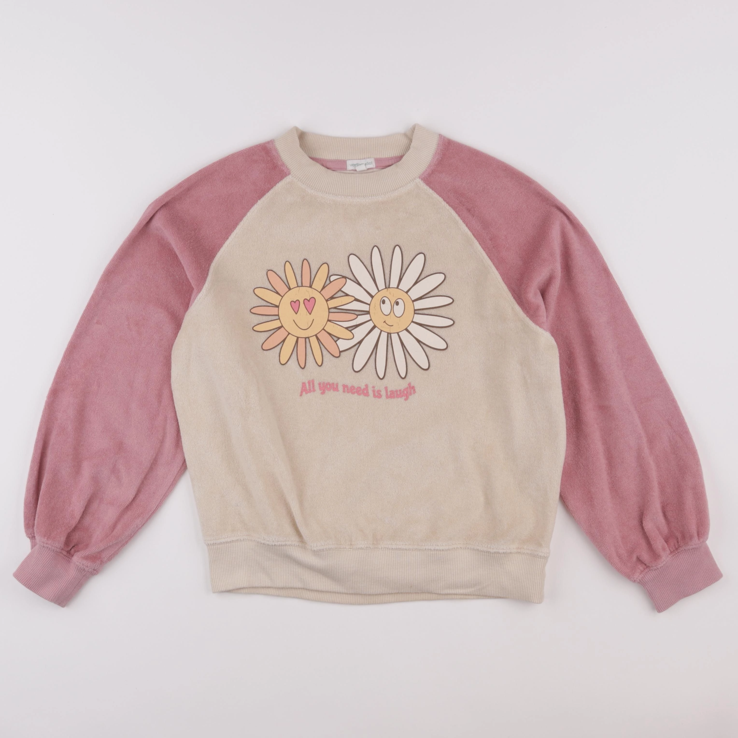 Vertbaudet - sweat beige - 10 ans