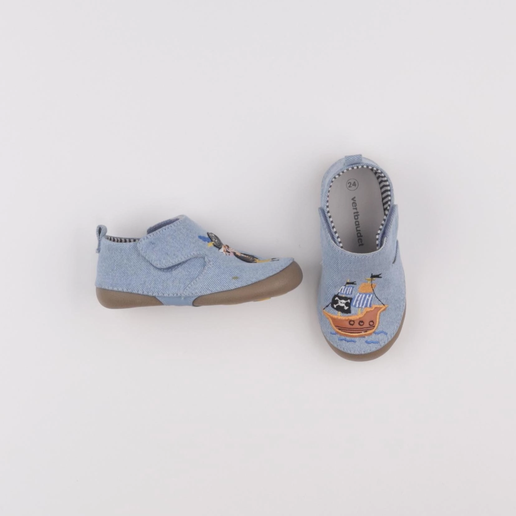 Vertbaudet - tennis à scratch/ lacets bleu - pointure 24