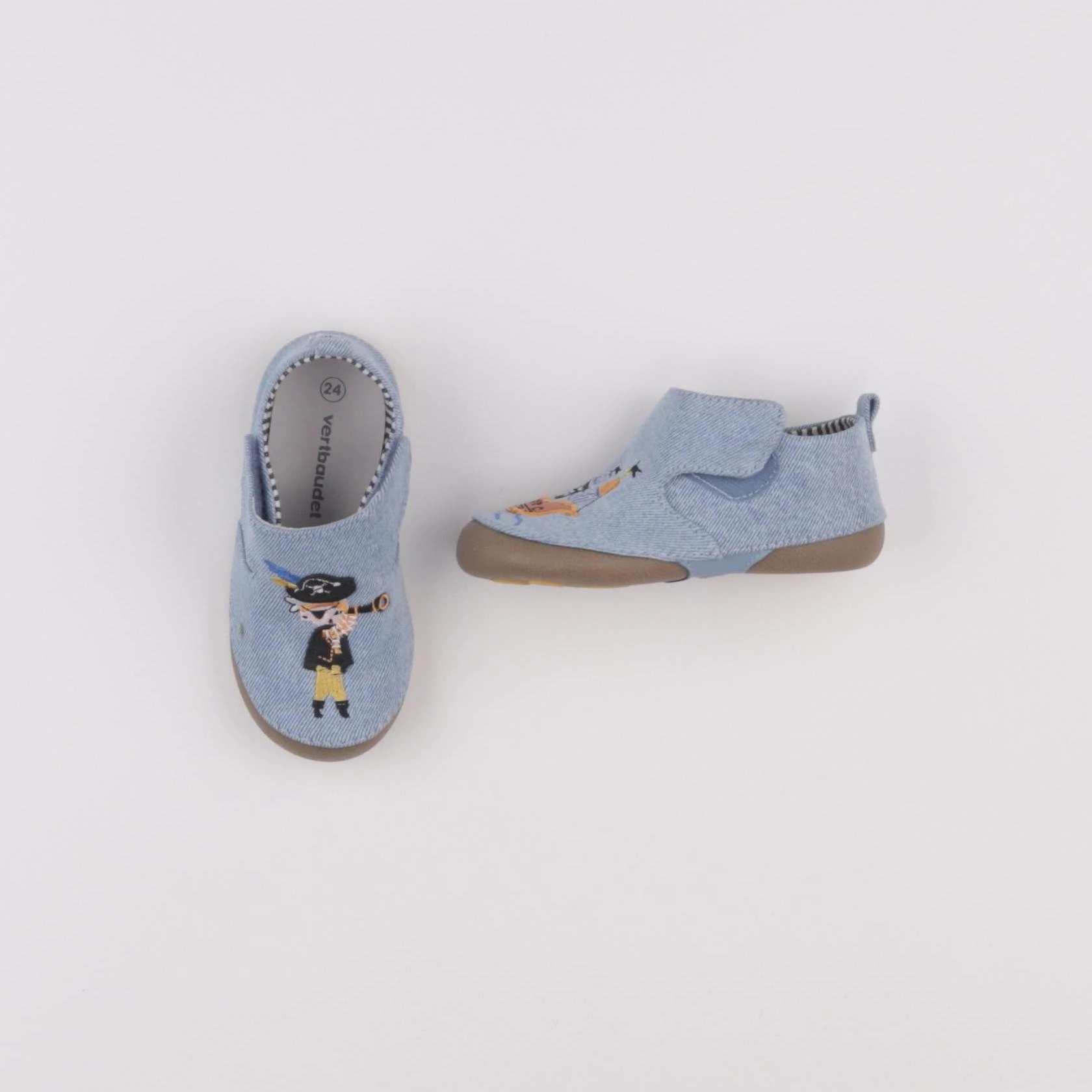 Vertbaudet - tennis à scratch/ lacets bleu - pointure 24
