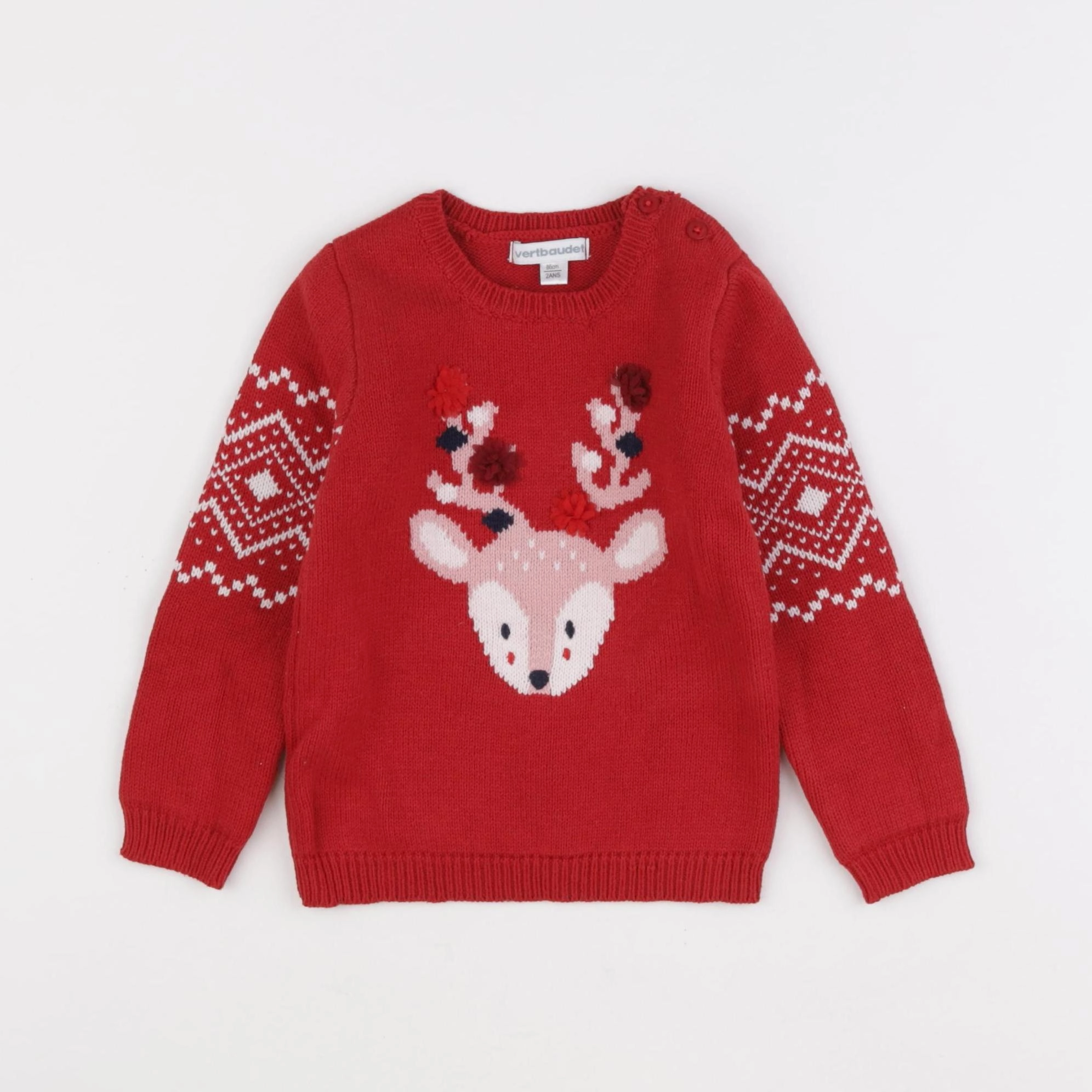 Vertbaudet - pull rouge - 2 ans