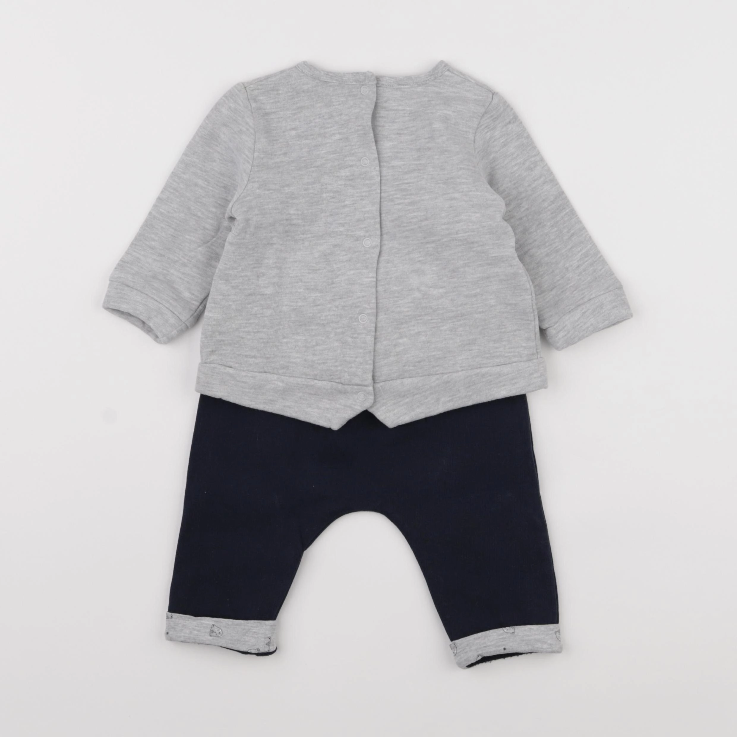 Vertbaudet - ensemble bleu, gris - 6 mois